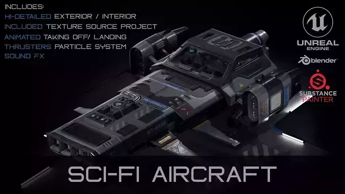 Sci-Fi Aircraft  Low-poly 3D model