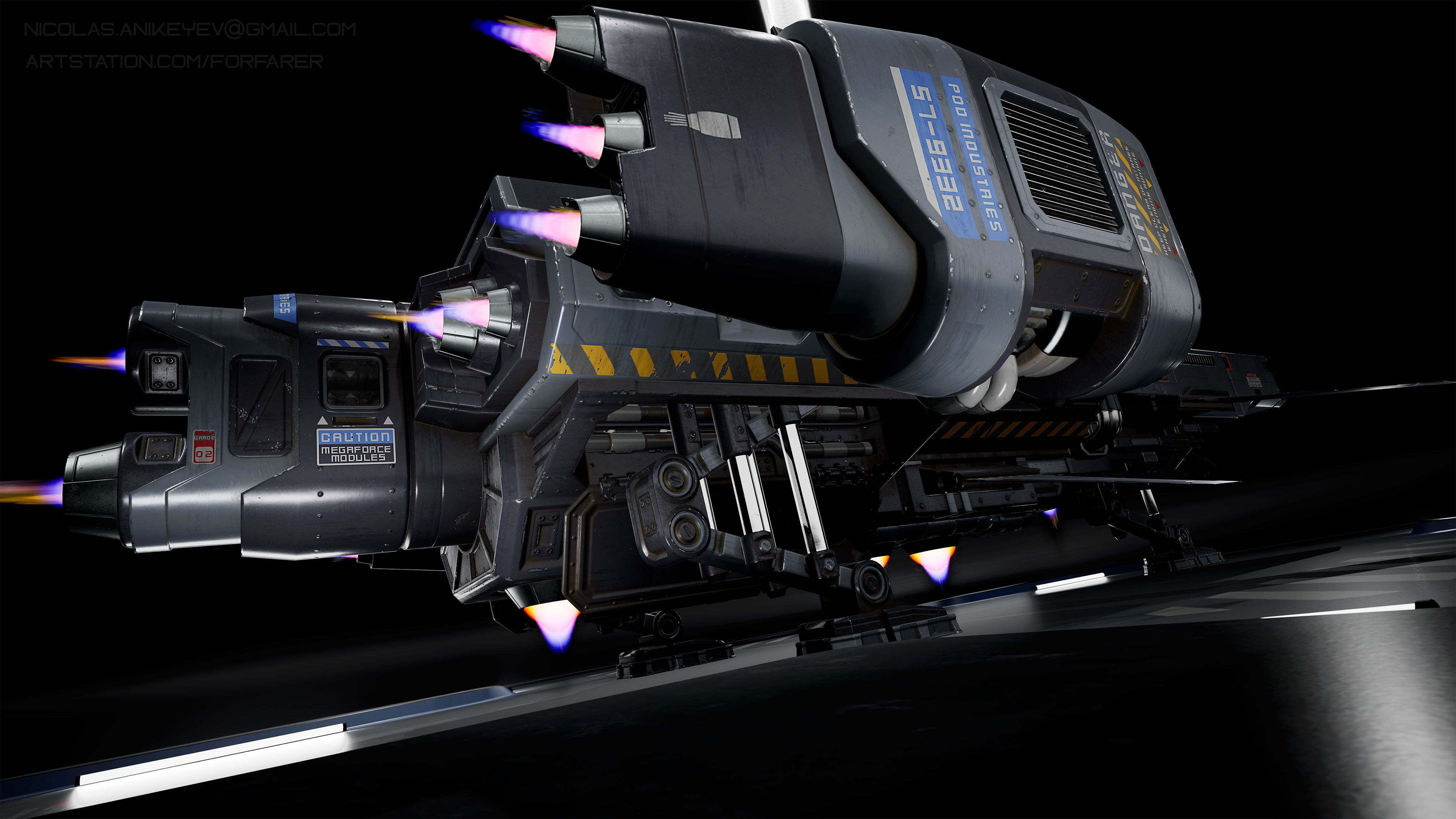 Sci-Fi Aircraft  Low-poly 3D model_13