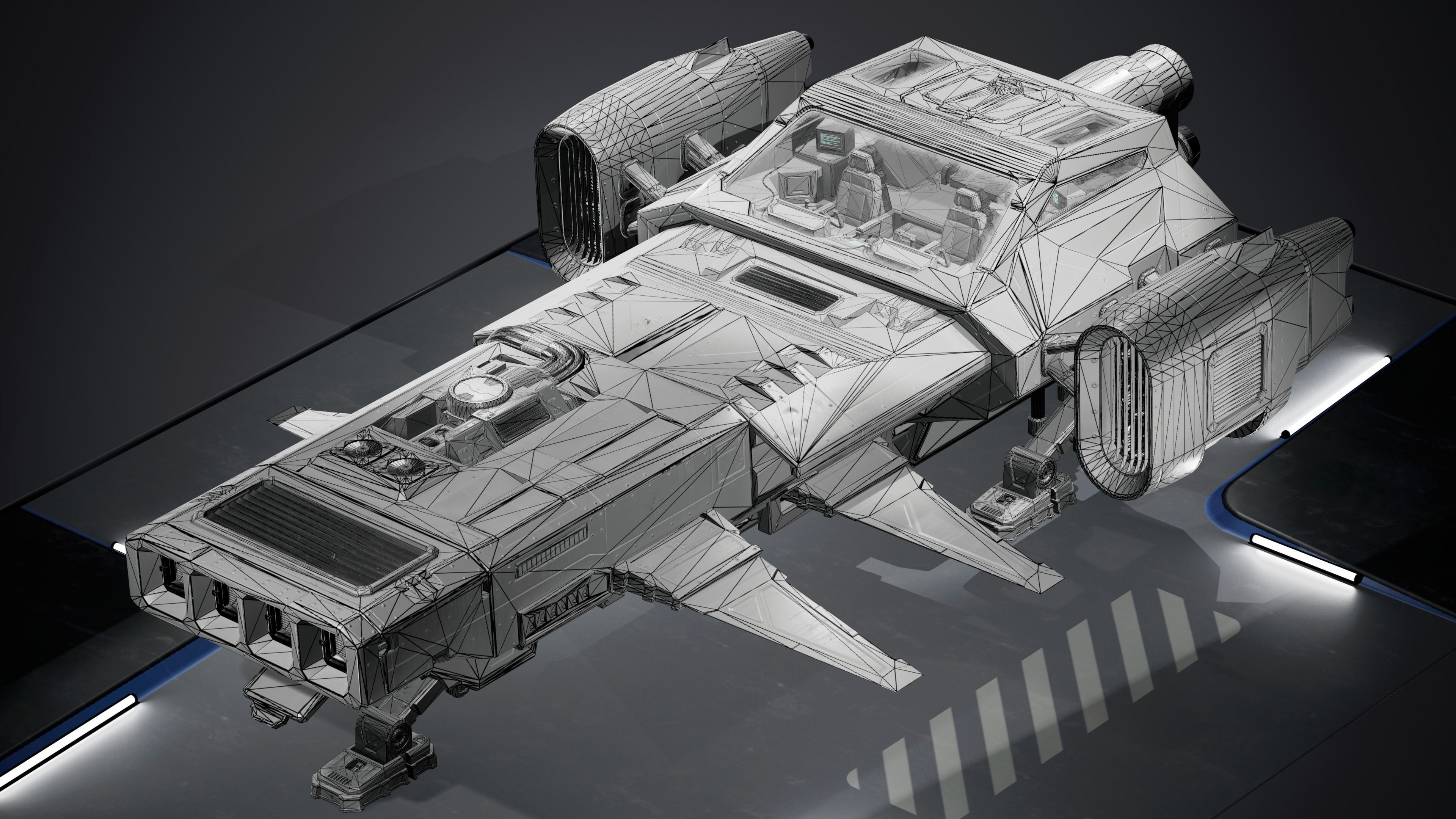 Sci-Fi Aircraft  Low-poly 3D model_17