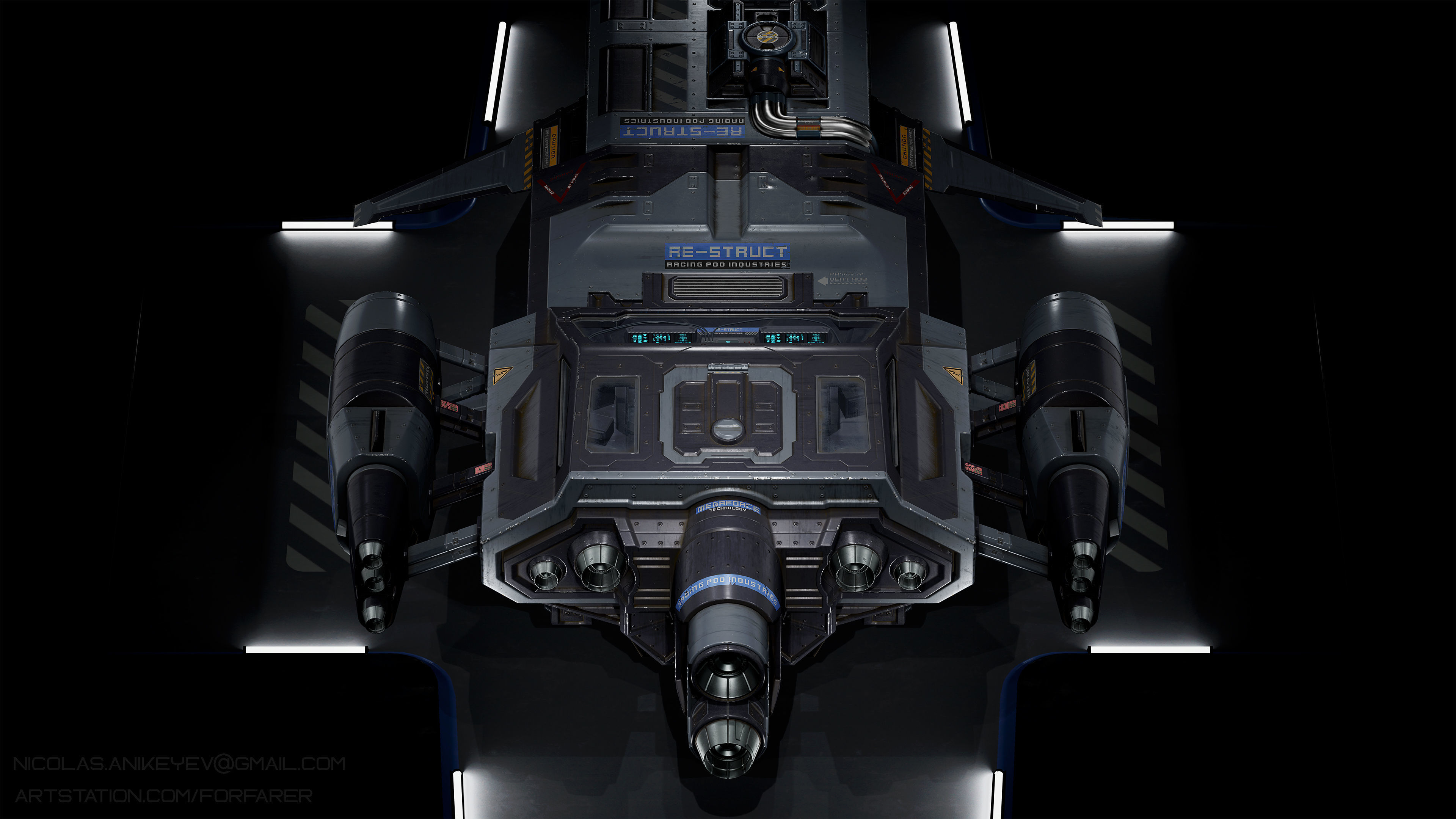 Sci-Fi Aircraft  Low-poly 3D model_11