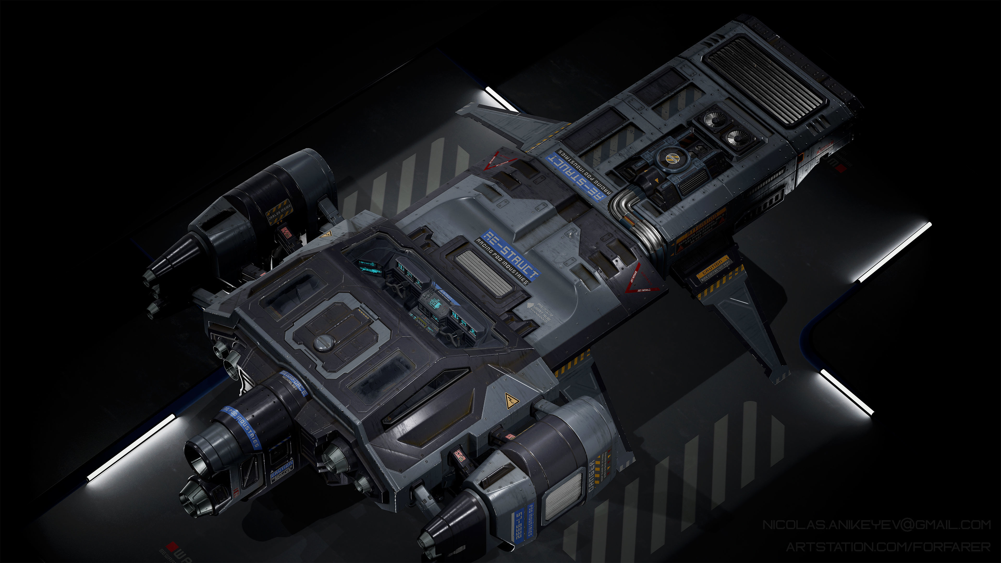 Sci-Fi Aircraft  Low-poly 3D model_12