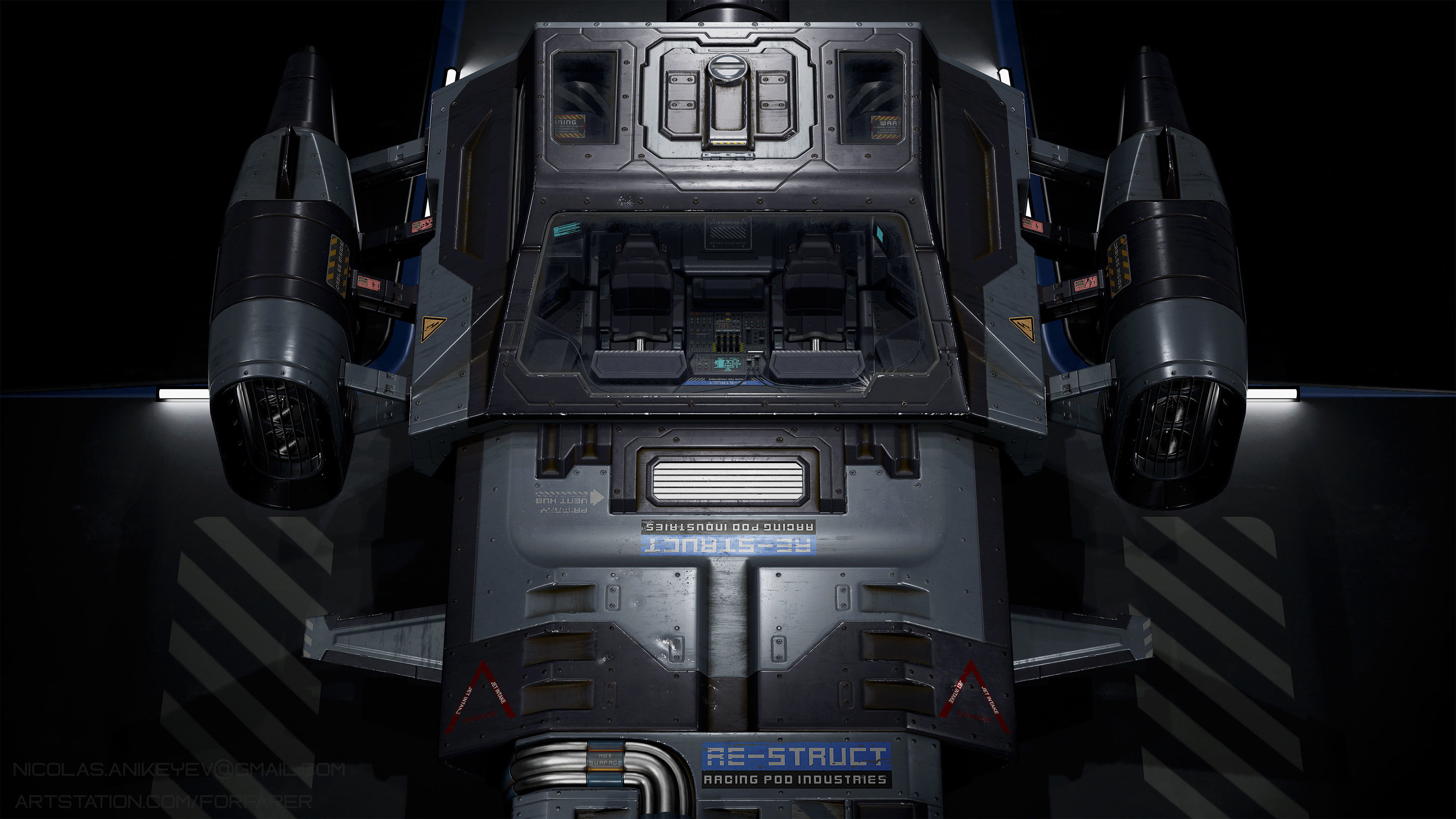 Sci-Fi Aircraft  Low-poly 3D model_6