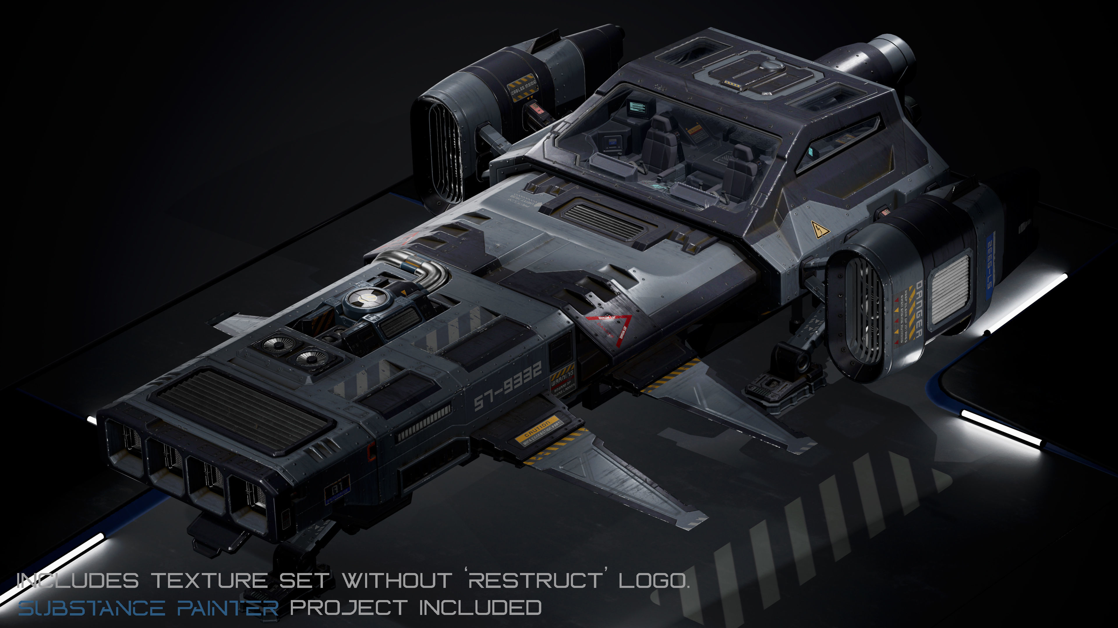 Sci-Fi Aircraft  Low-poly 3D model_10