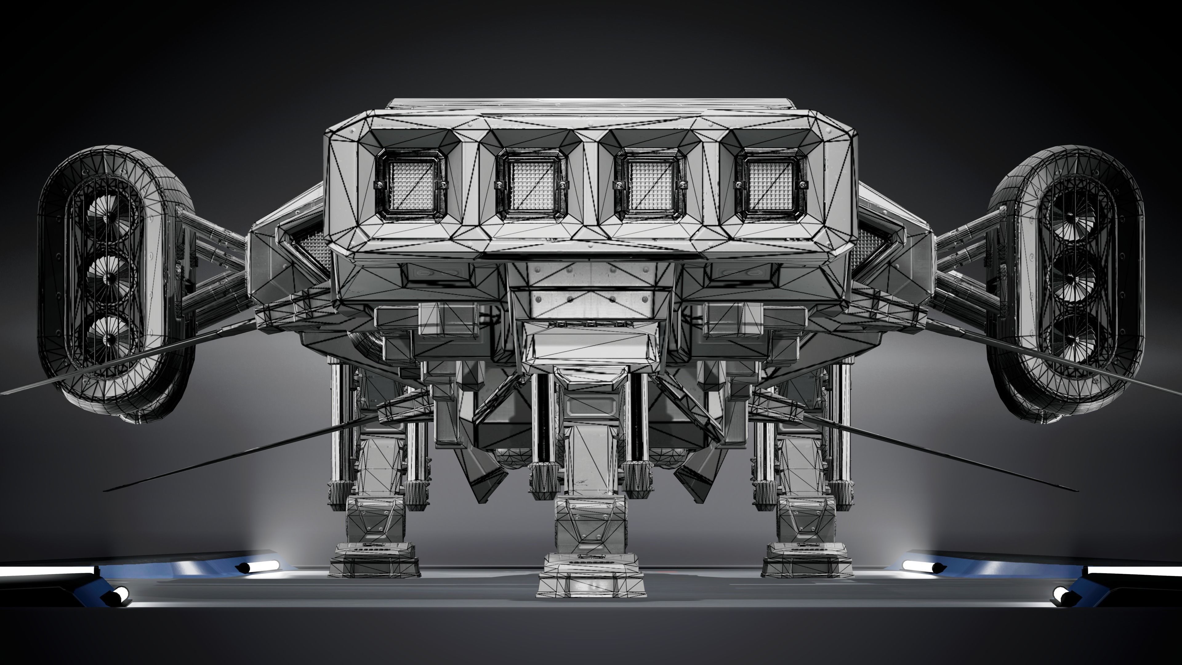 Sci-Fi Aircraft  Low-poly 3D model_15