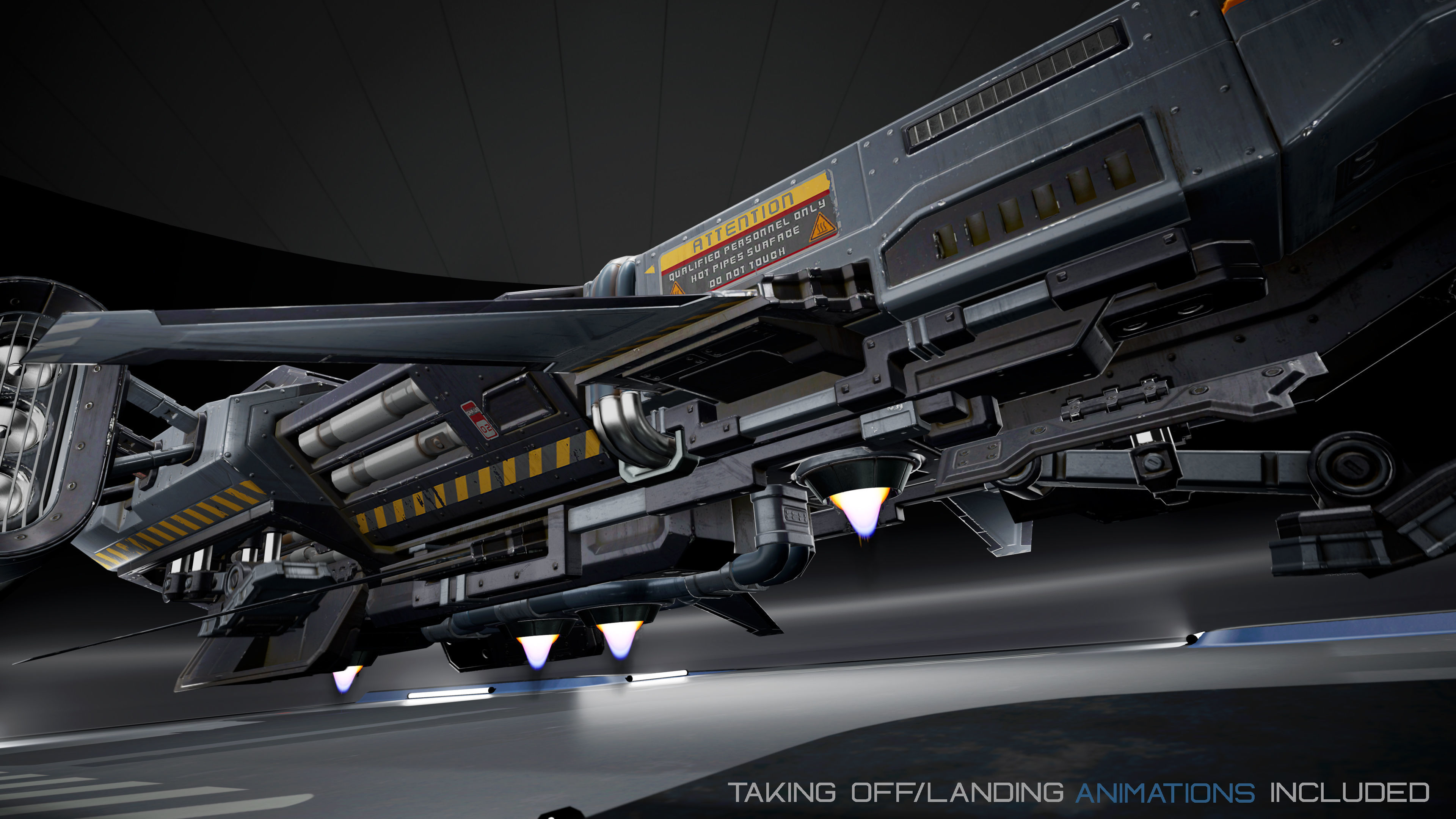 Sci-Fi Aircraft  Low-poly 3D model_9