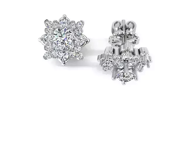 EARRING pair of diamond flower stud earrings