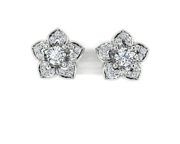 EARRING diamond flower stud earrings 3D print model