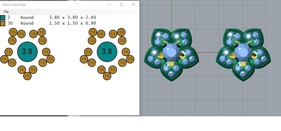 EARRING diamond flower stud earrings 3D print model_2