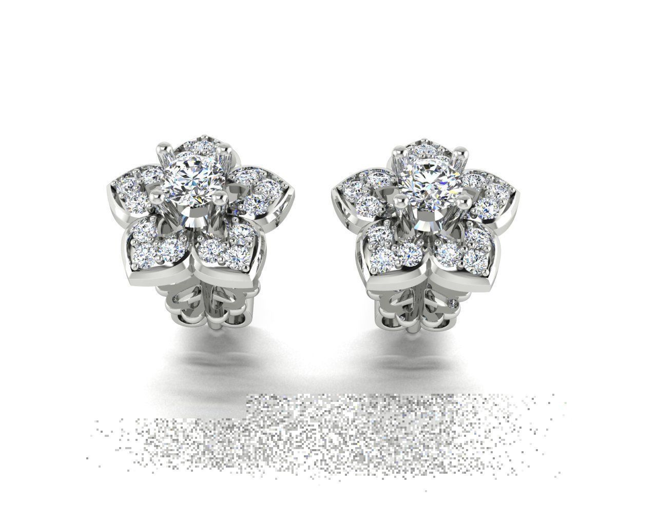 EARRING diamond flower stud earrings 3D print model_1