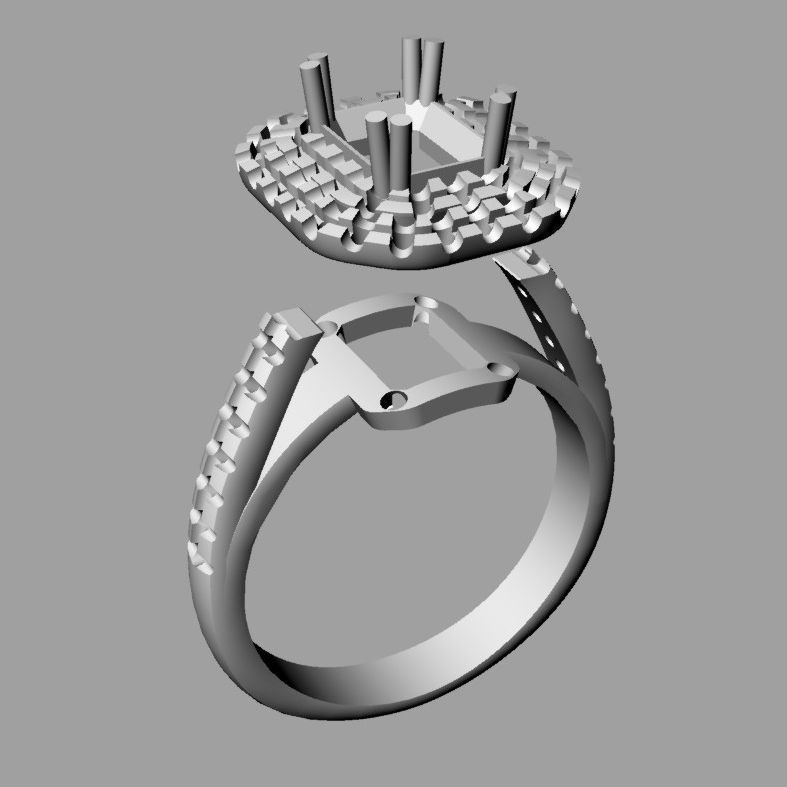 BIG Emerald Ring 3D print model anello cestino an243 3D print  3D print model_10