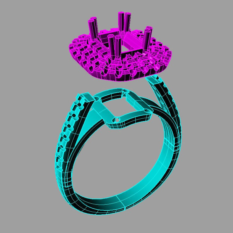 BIG Emerald Ring 3D print model anello cestino an243 3D print  3D print model_9