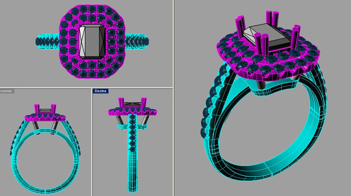 BIG Emerald Ring 3D print model anello cestino an243 3D print  3D print model_7