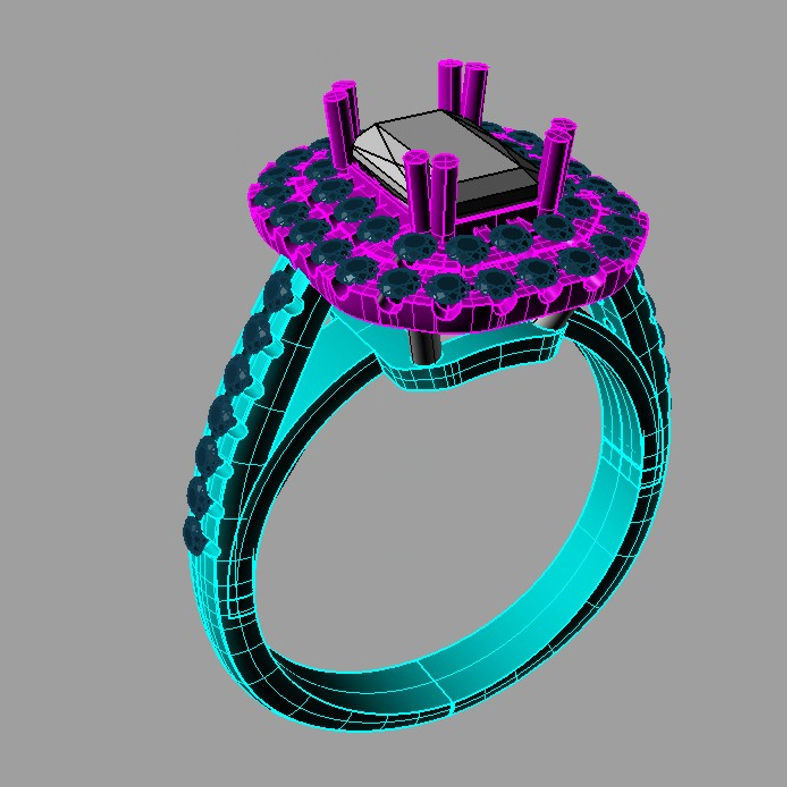 BIG Emerald Ring 3D print model anello cestino an243 3D print  3D print model_3