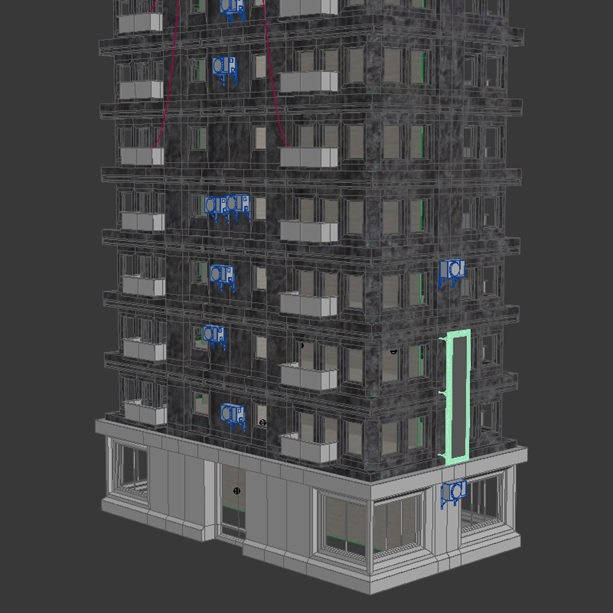 Building Skyscraper City Town Downtown Office Space Work Street Low-poly 3D model_8