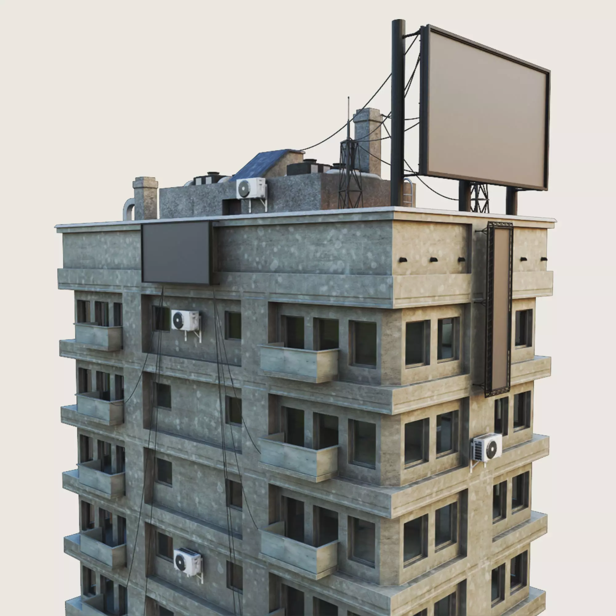 Building Skyscraper City Town Downtown Office Space Work Street Low-poly 3D model_0