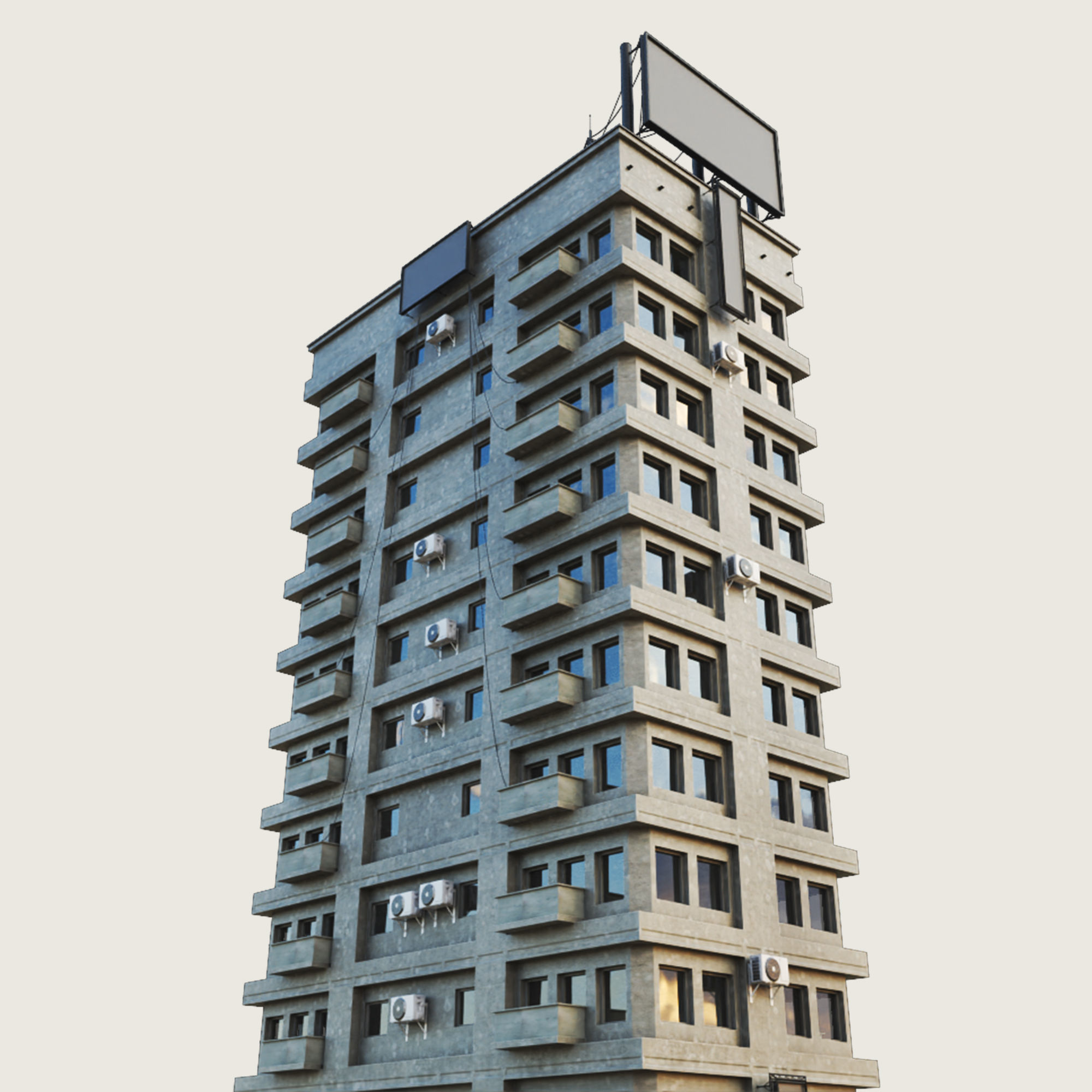 Building Skyscraper City Town Downtown Office Space Work Street Low-poly 3D model_4
