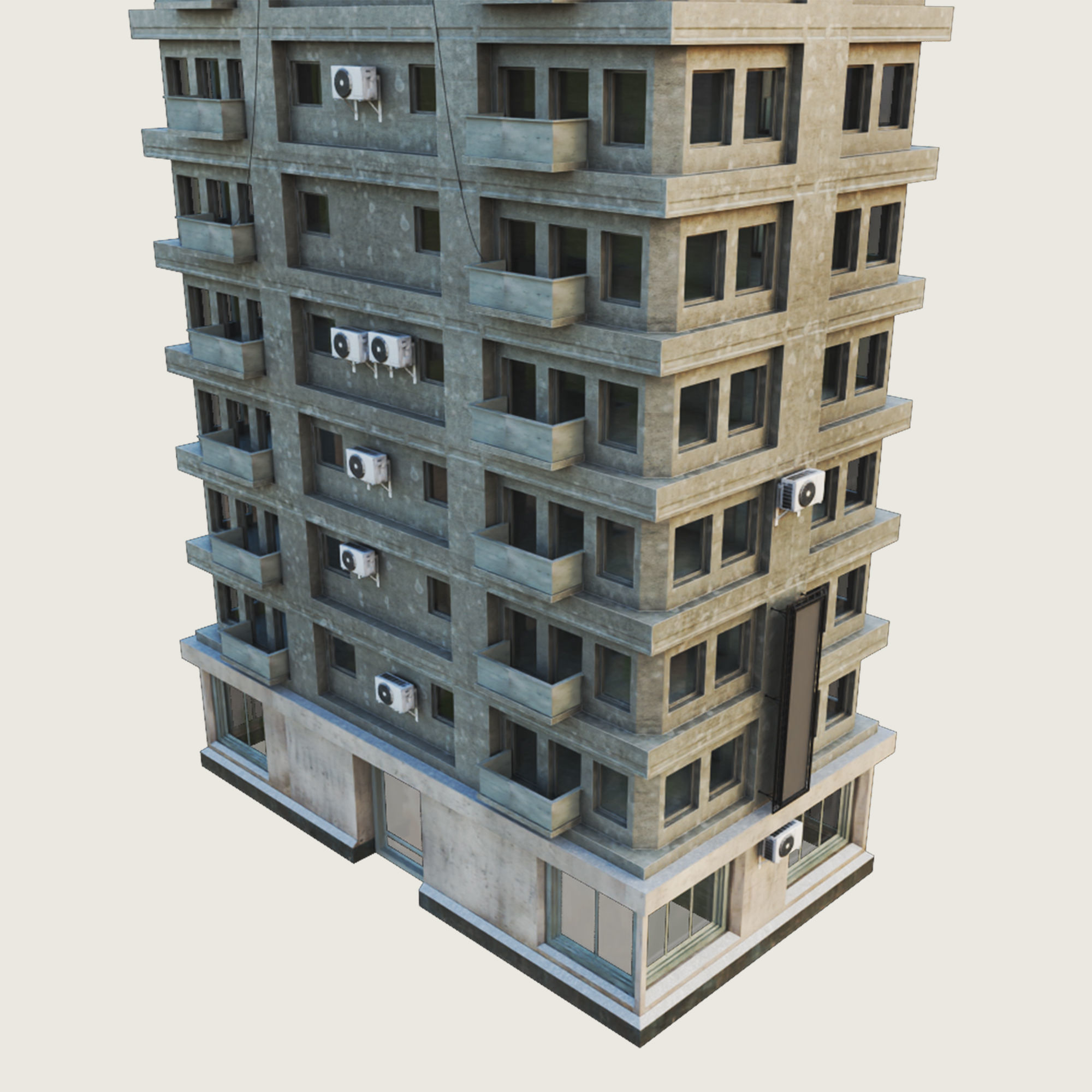 Building Skyscraper City Town Downtown Office Space Work Street Low-poly 3D model_5