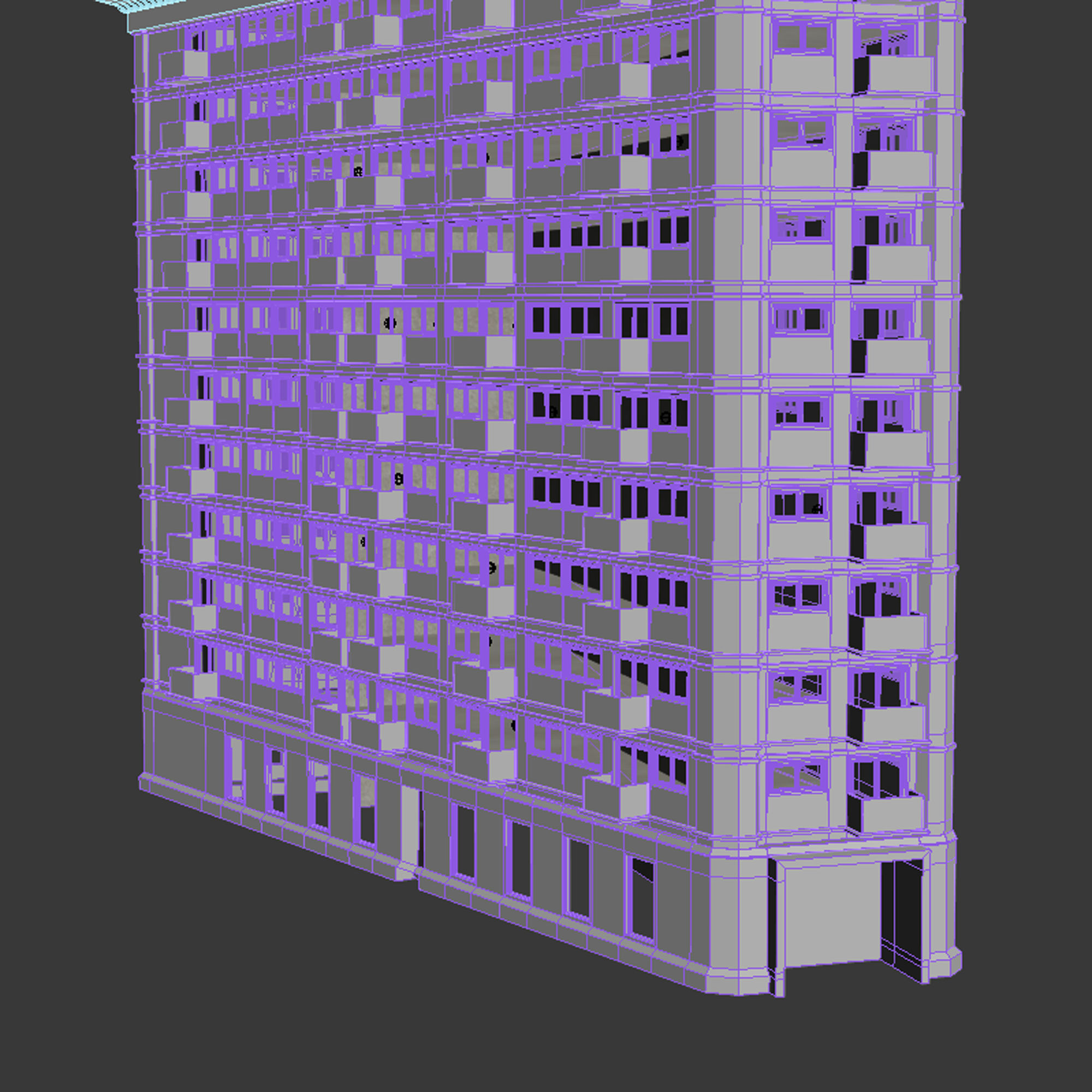 Building Skyscraper City Town Downtown Office Space Work Street Low-poly 3D model_8