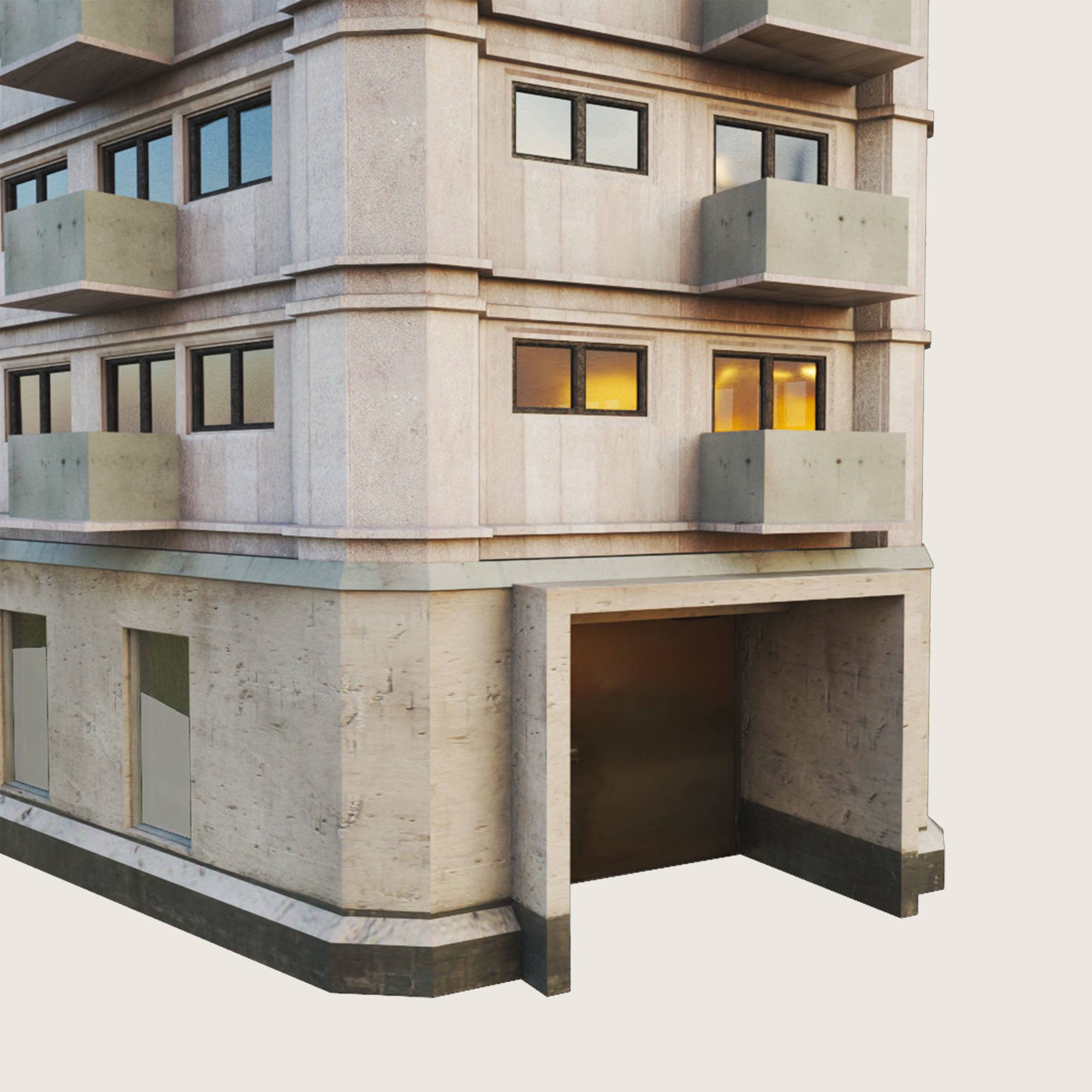 Building Skyscraper City Town Downtown Office Space Work Street Low-poly 3D model_6