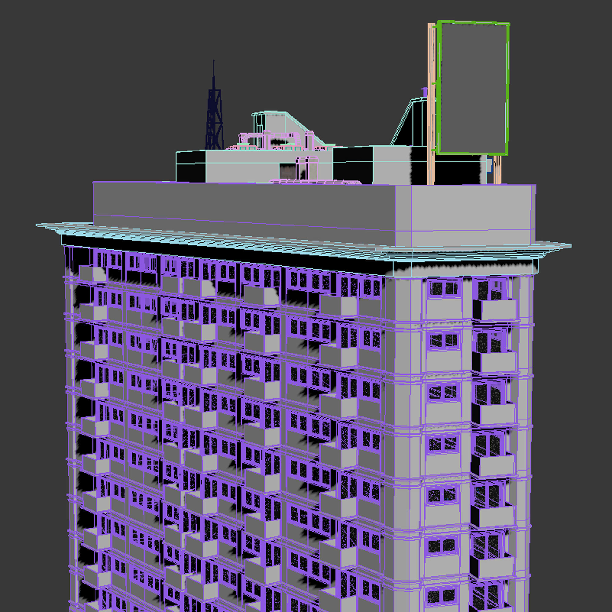 Building Skyscraper City Town Downtown Office Space Work Street Low-poly 3D model_7