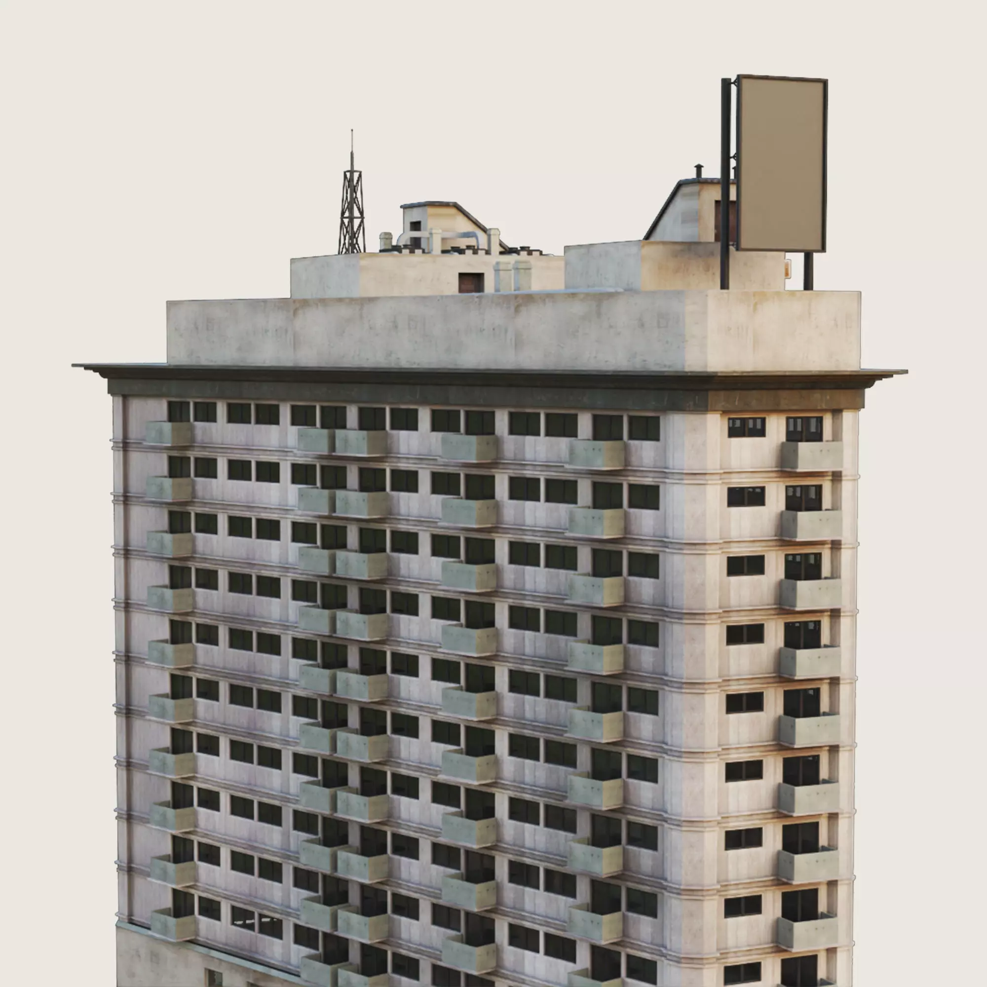 Building Skyscraper City Town Downtown Office Space Work Street Low-poly 3D model_0