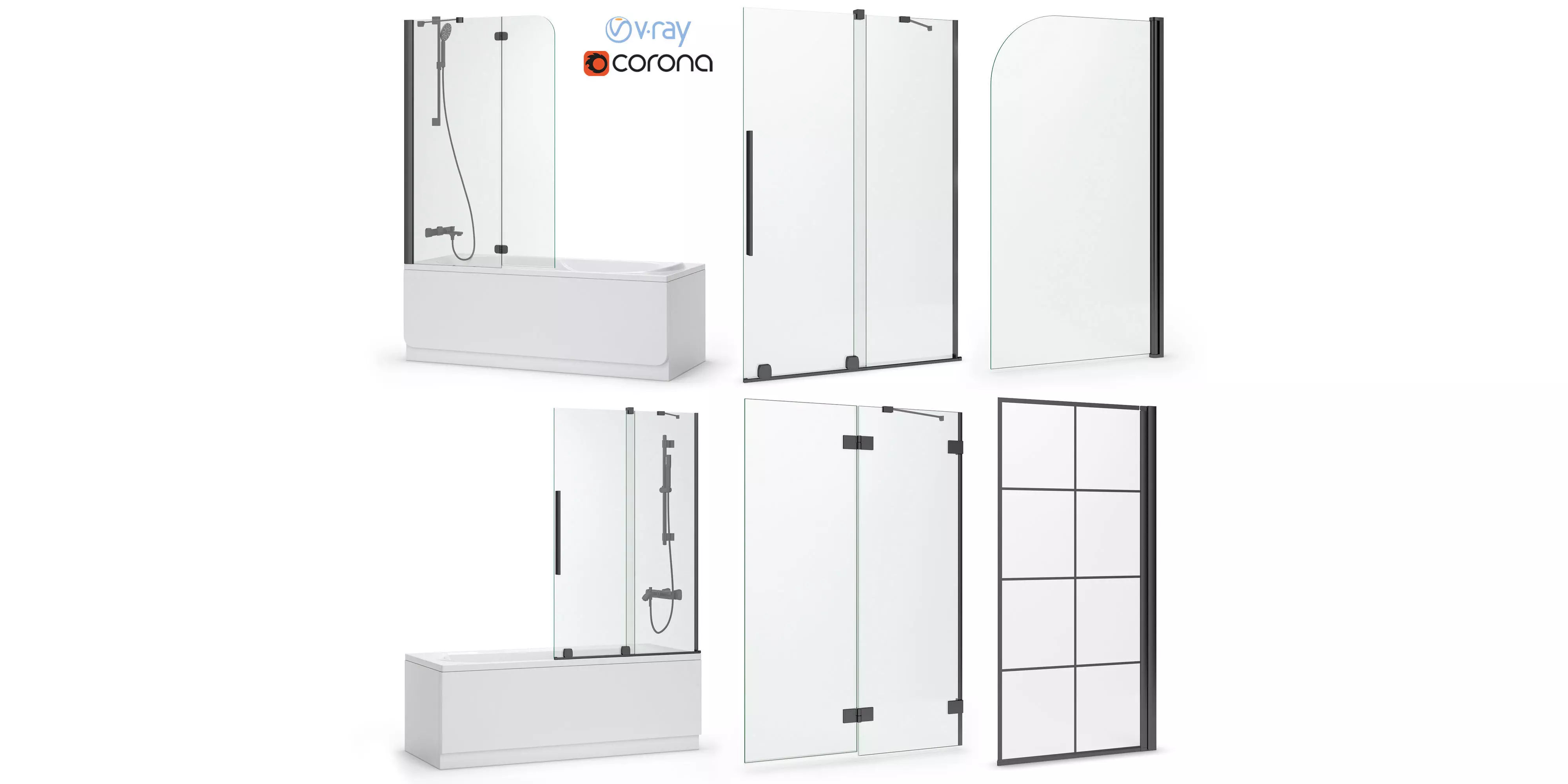 Shutters for baths and baths Radaway set 119 3D model_0