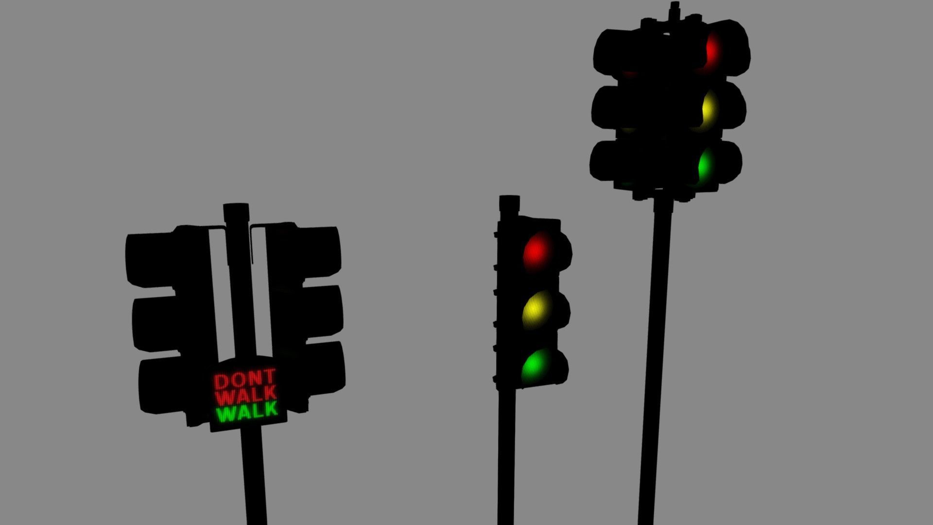 Traffic Lights USA Low-poly 3D model_15