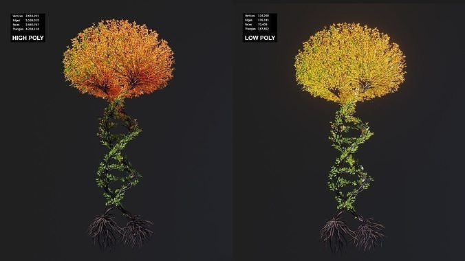 Tree in a shape of a DNA chain 3D model