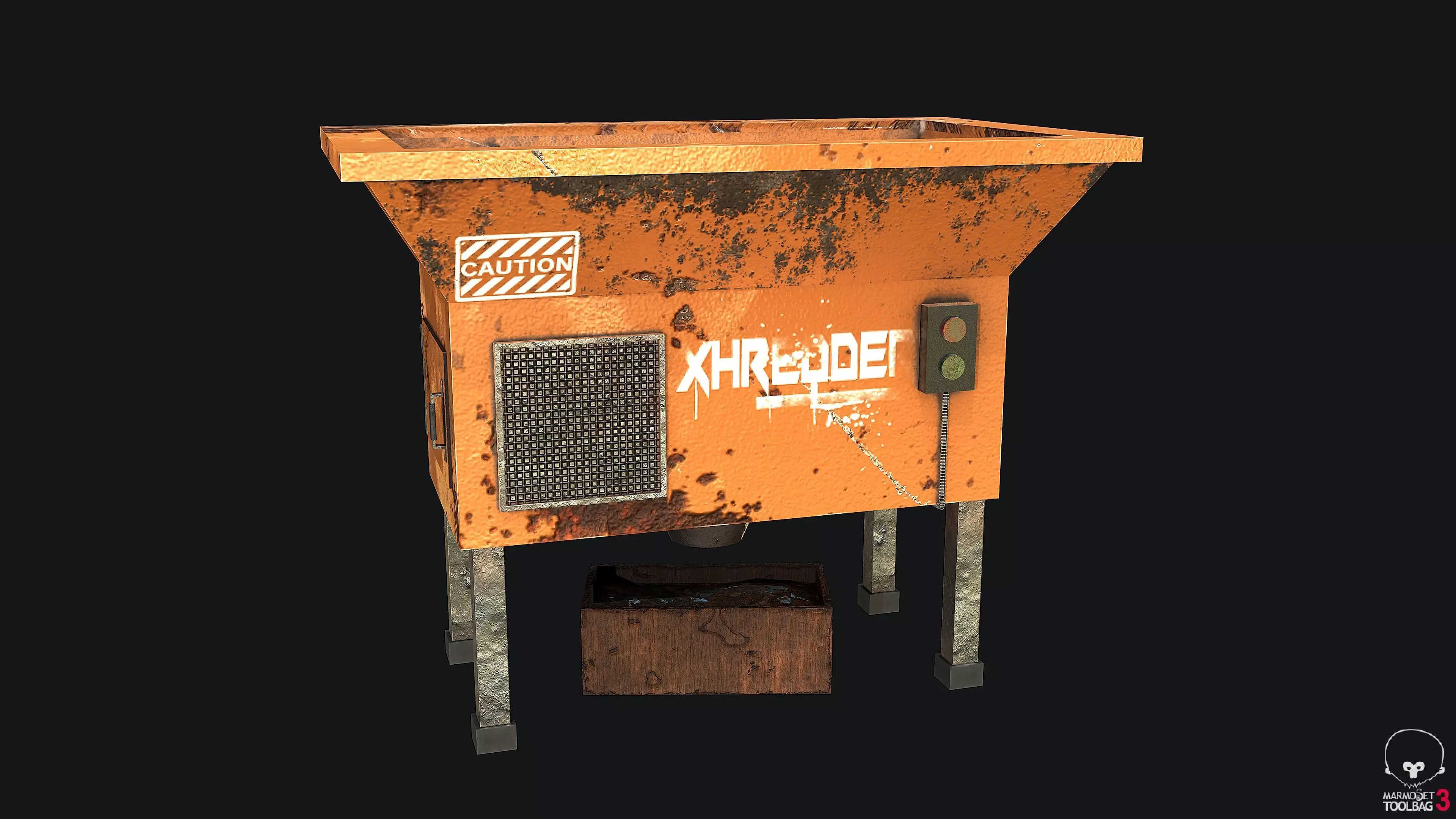 Old Shredder PBR Game Ready Low-poly 3D model_0