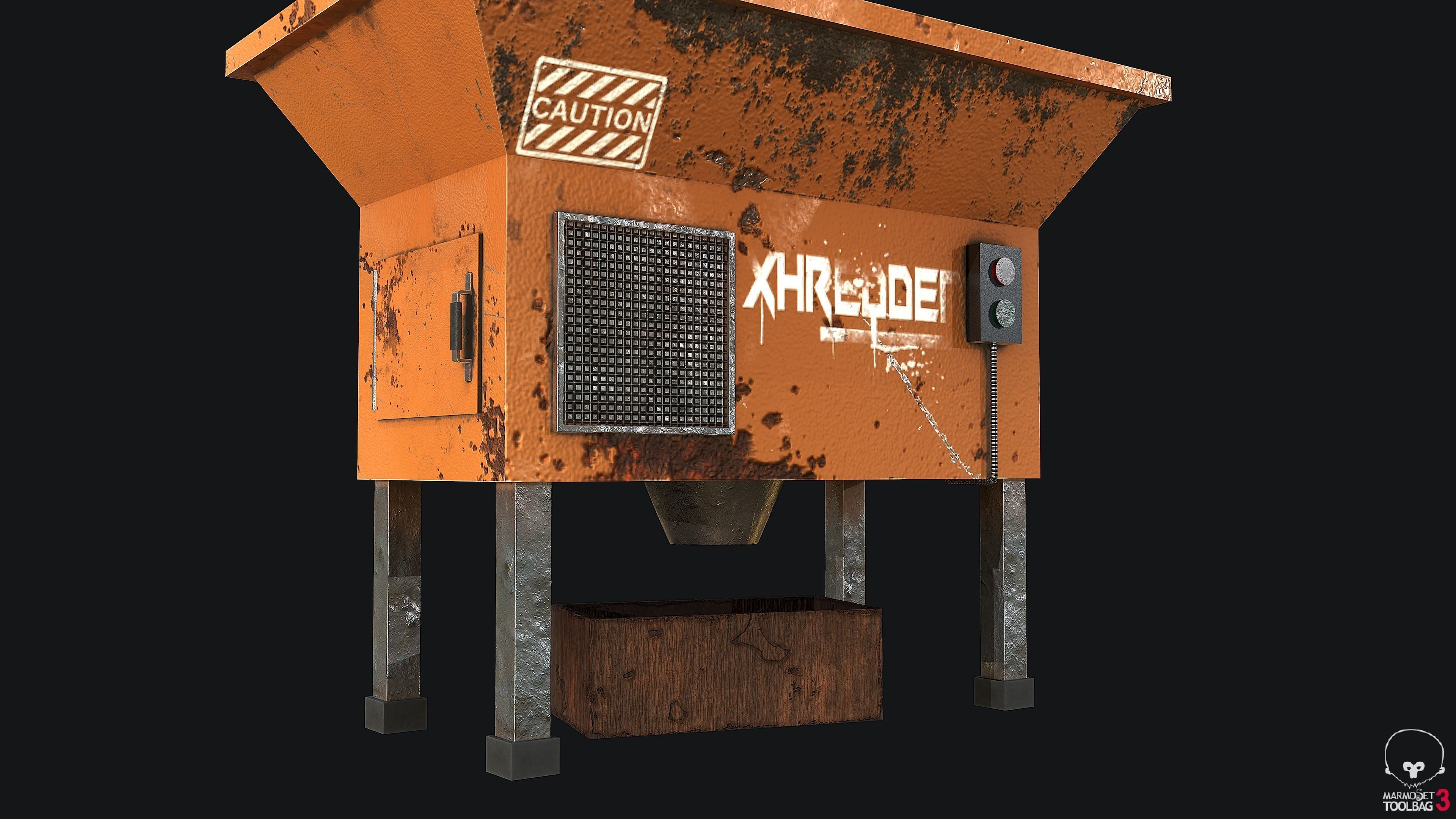 Old Shredder PBR Game Ready Low-poly 3D model_2