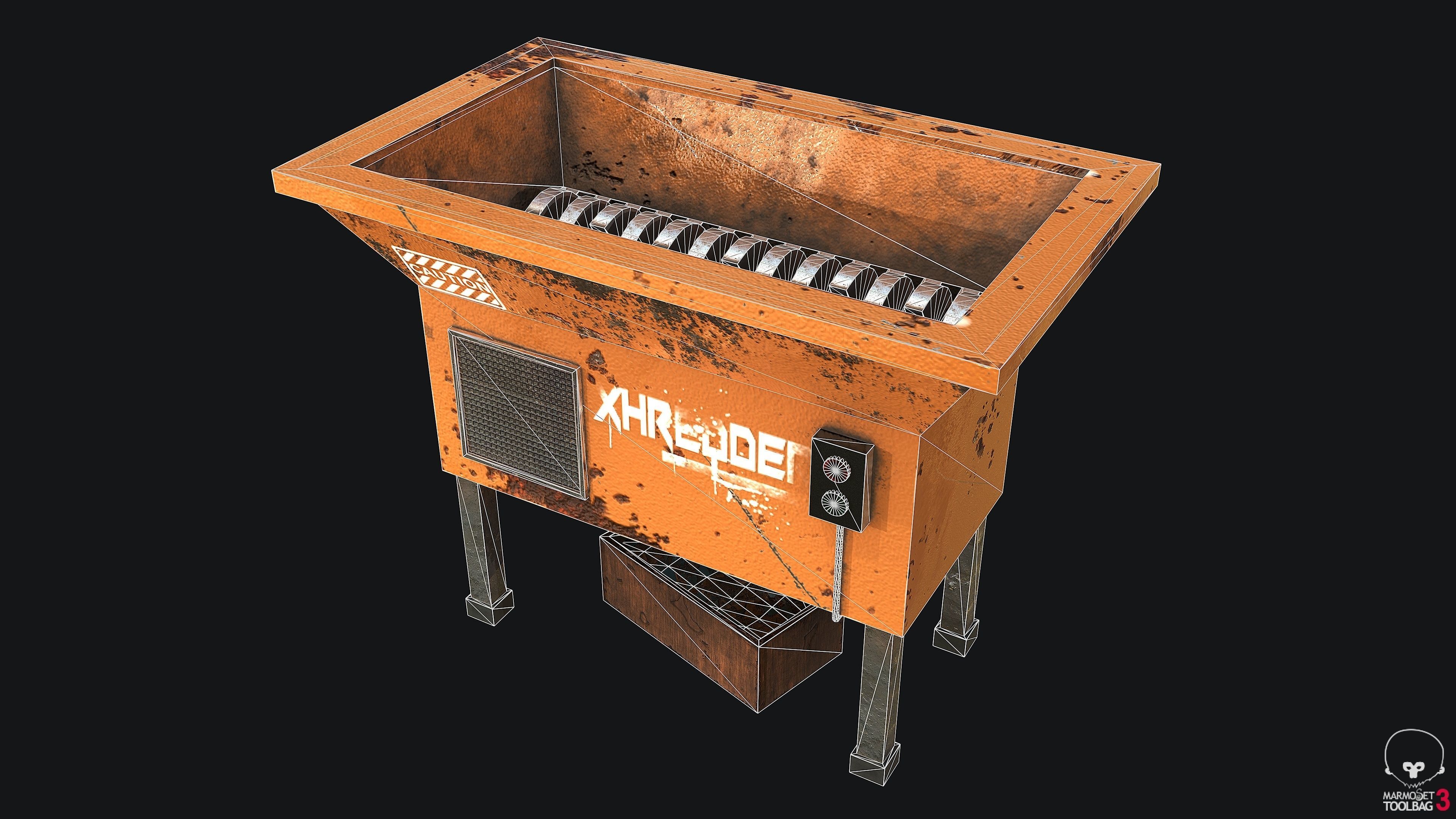 Old Shredder PBR Game Ready Low-poly 3D model_4