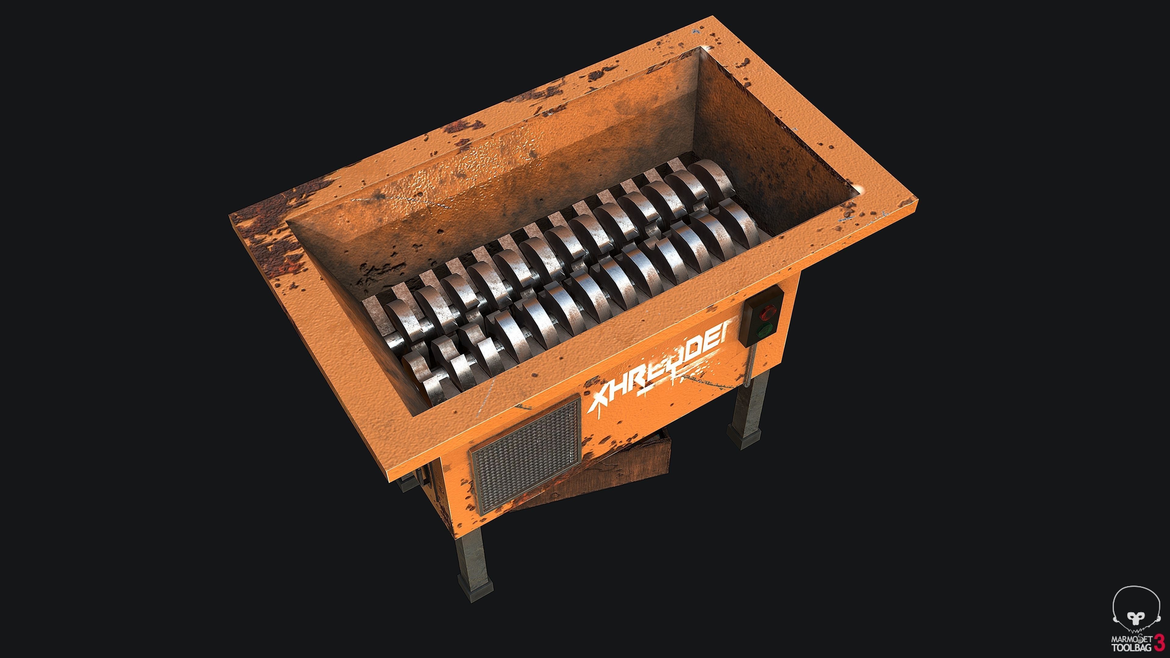 Old Shredder PBR Game Ready Low-poly 3D model_1