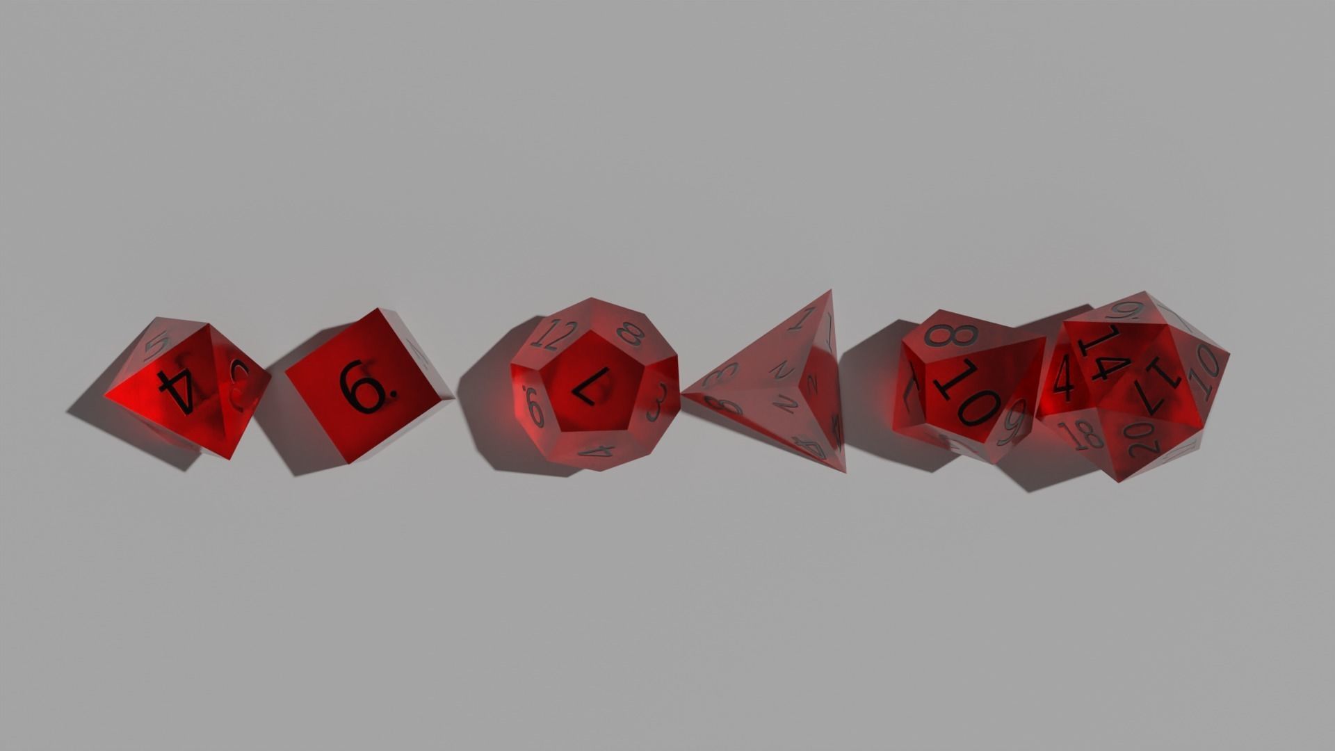 Red Clear Dice Set Low-poly 3D model_3