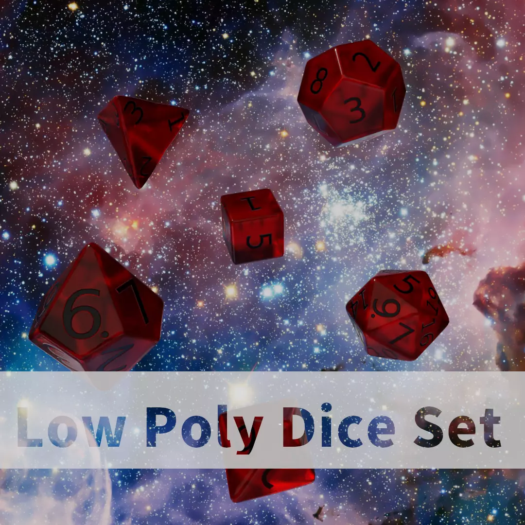 Red Clear Dice Set Low-poly 3D model_0