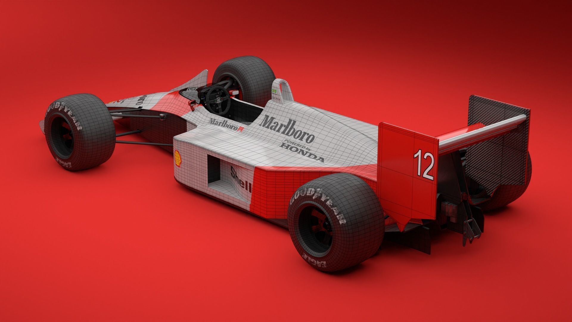 Mclaren MP44 F1 Car Ayrton Senna car 3D model_4