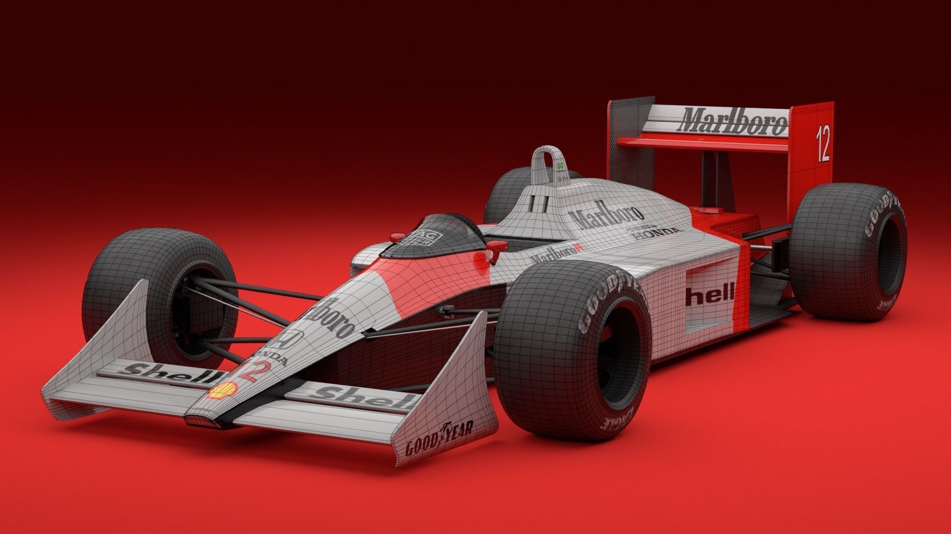 Mclaren MP44 F1 Car Ayrton Senna car 3D model_5