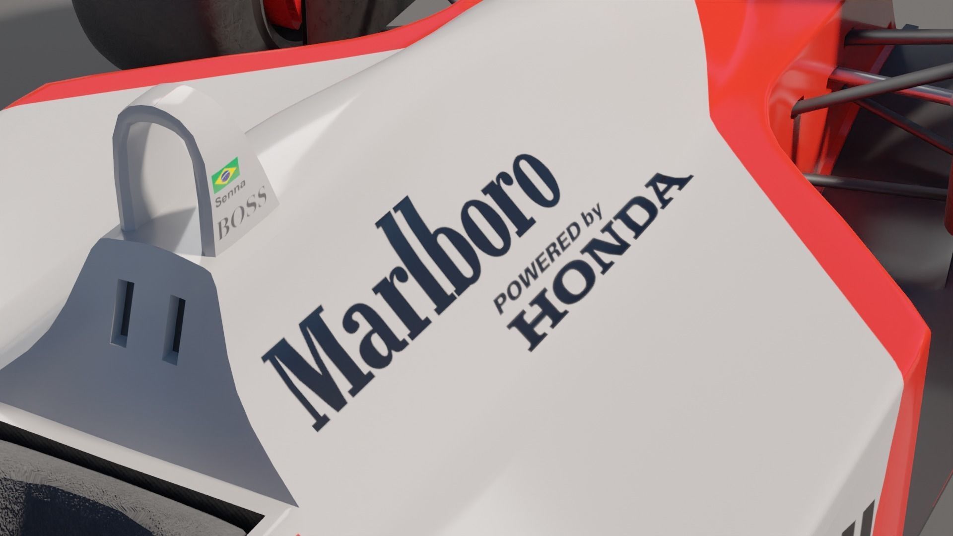 Mclaren MP44 F1 Car Ayrton Senna car 3D model_3
