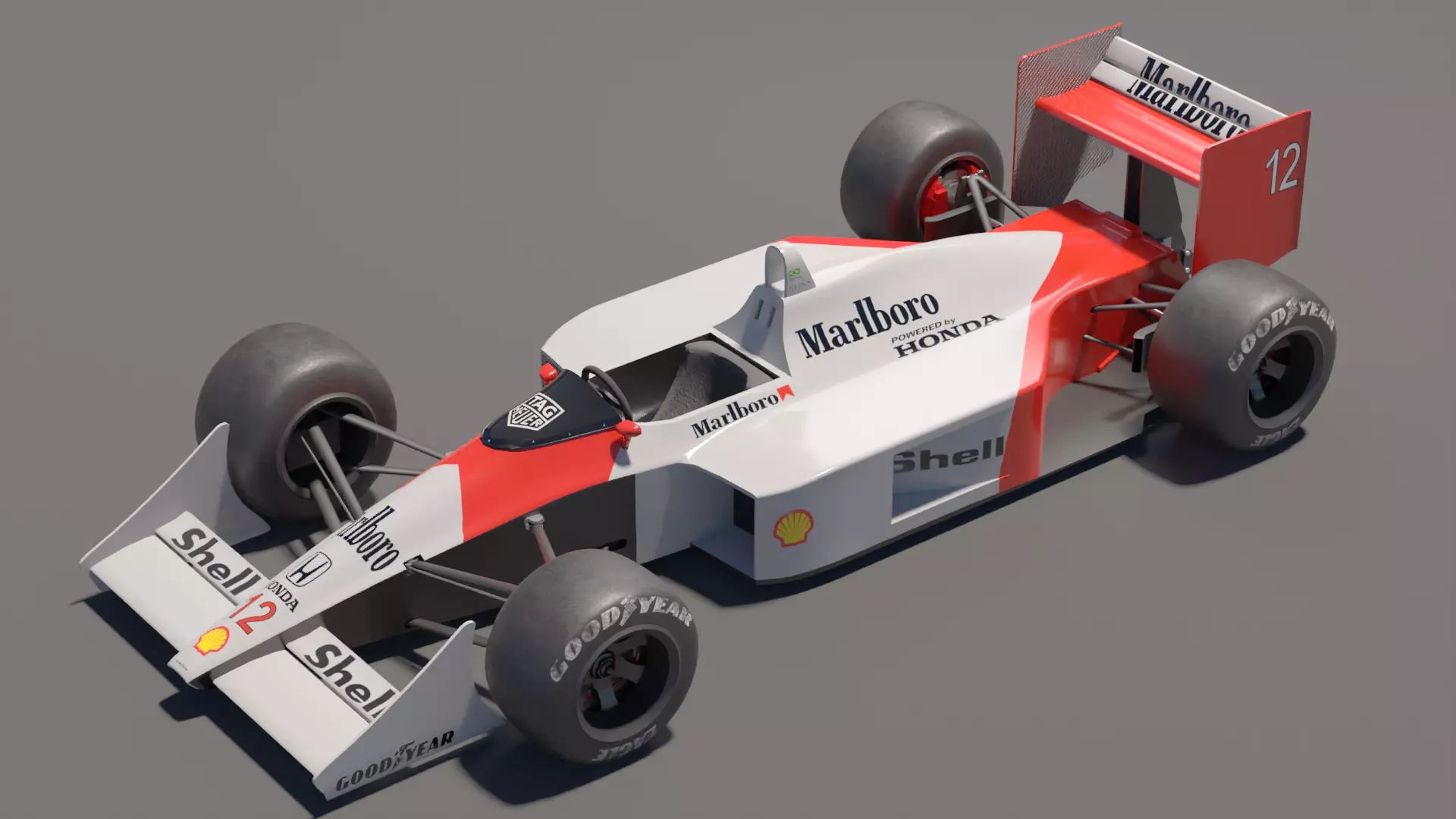 Mclaren MP44 F1 Car Ayrton Senna car 3D model_0