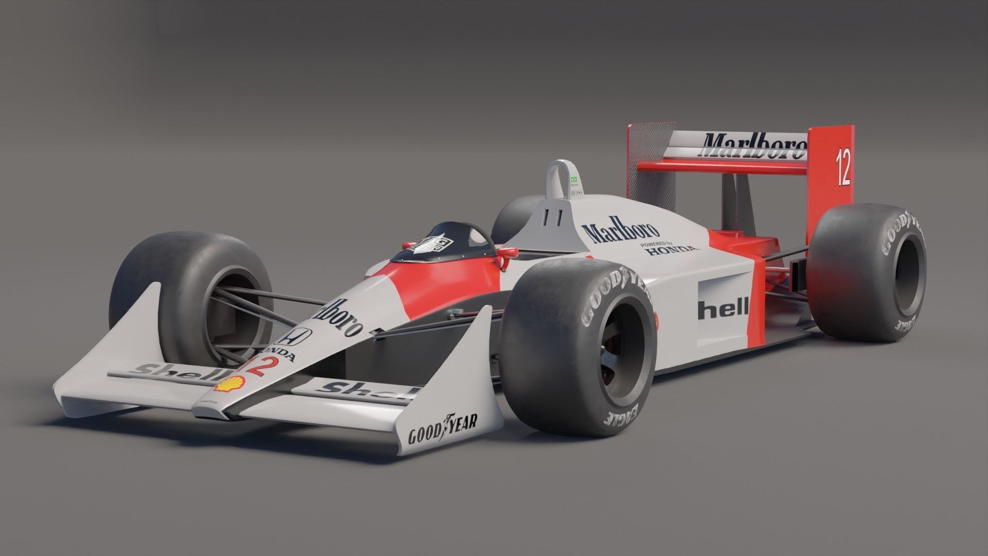 Mclaren MP44 F1 Car Ayrton Senna car 3D model_2