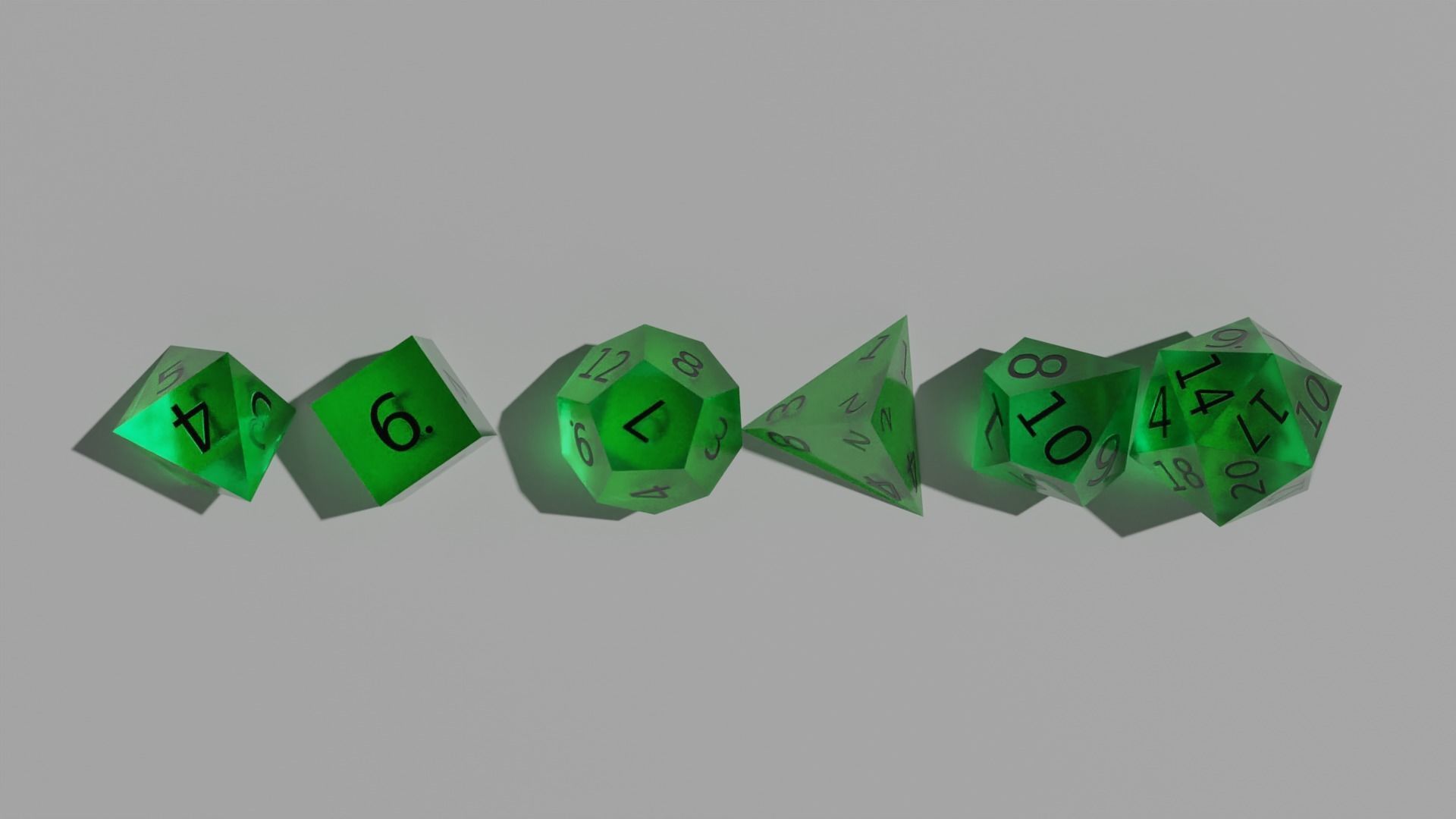 Teal Clear Dice set Low-poly 3D model_6