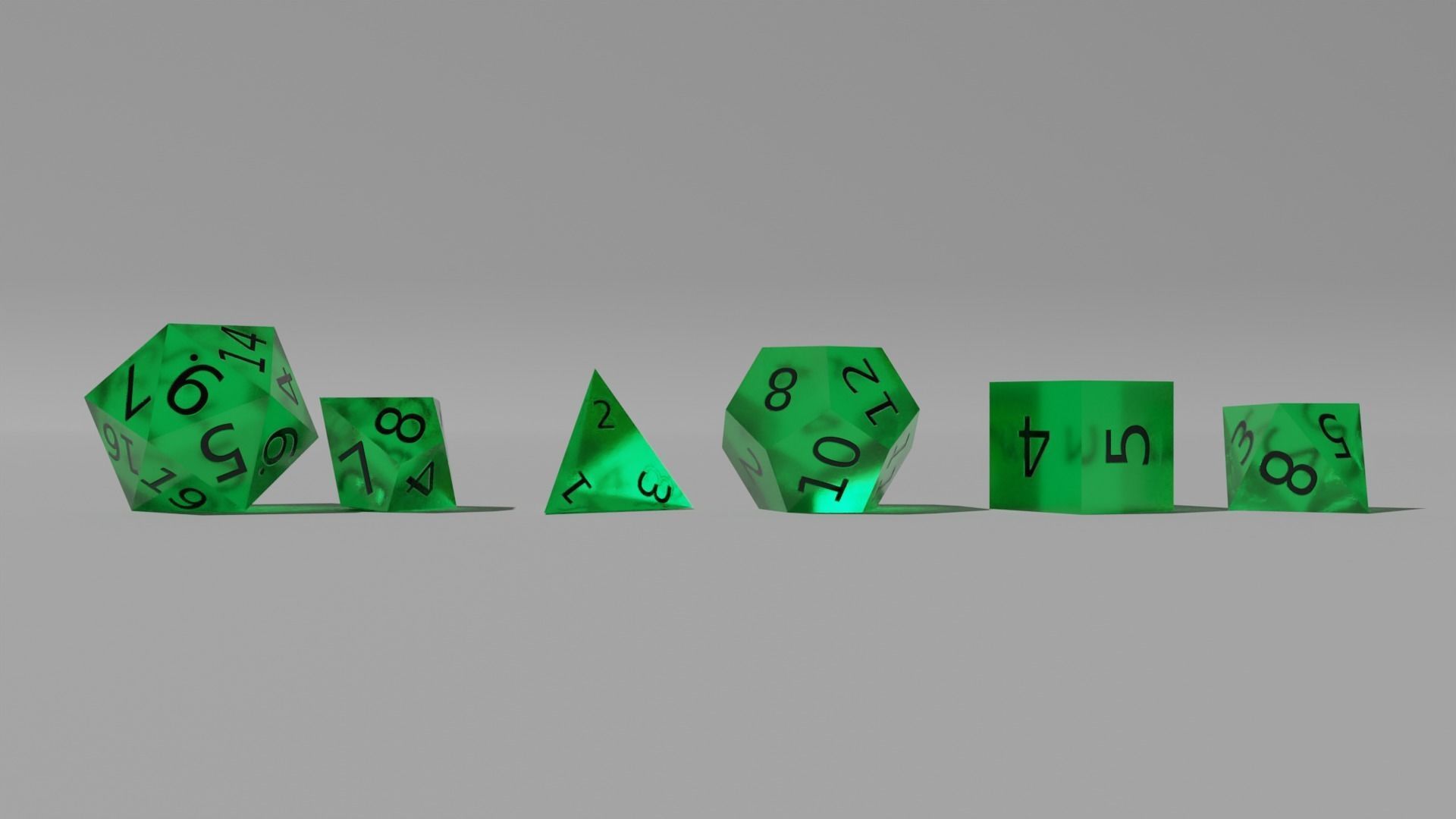 Teal Clear Dice set Low-poly 3D model_2