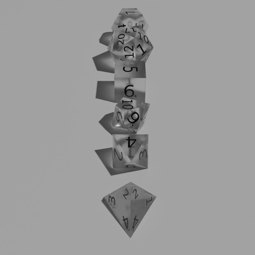 White Clear Dice Low-poly 3D model_4