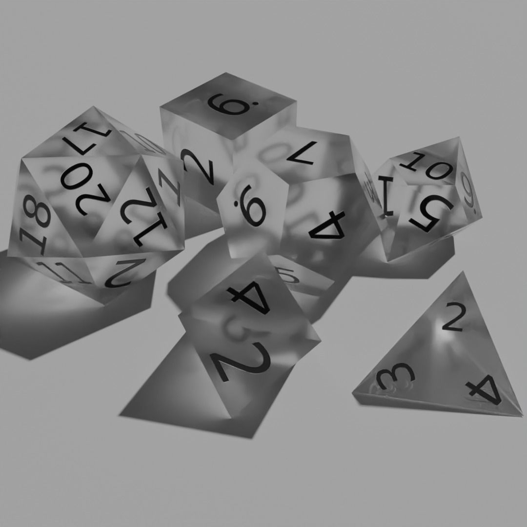 White Clear Dice Low-poly 3D model_5