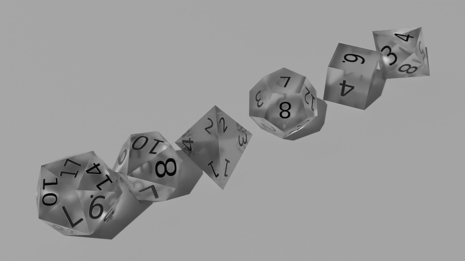 White Clear Dice Low-poly 3D model_3