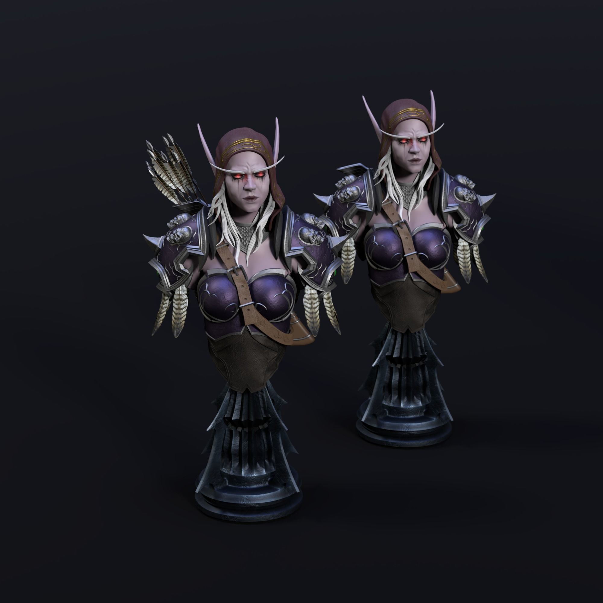 Sylvanas Windrunner Bust Torso 3D print model_1