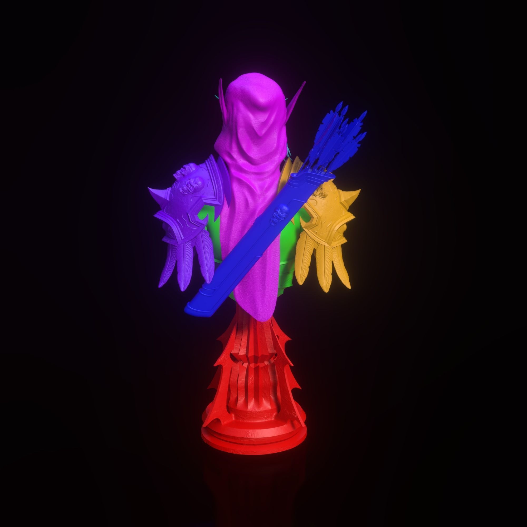 Sylvanas Windrunner Bust Torso 3D print model_12