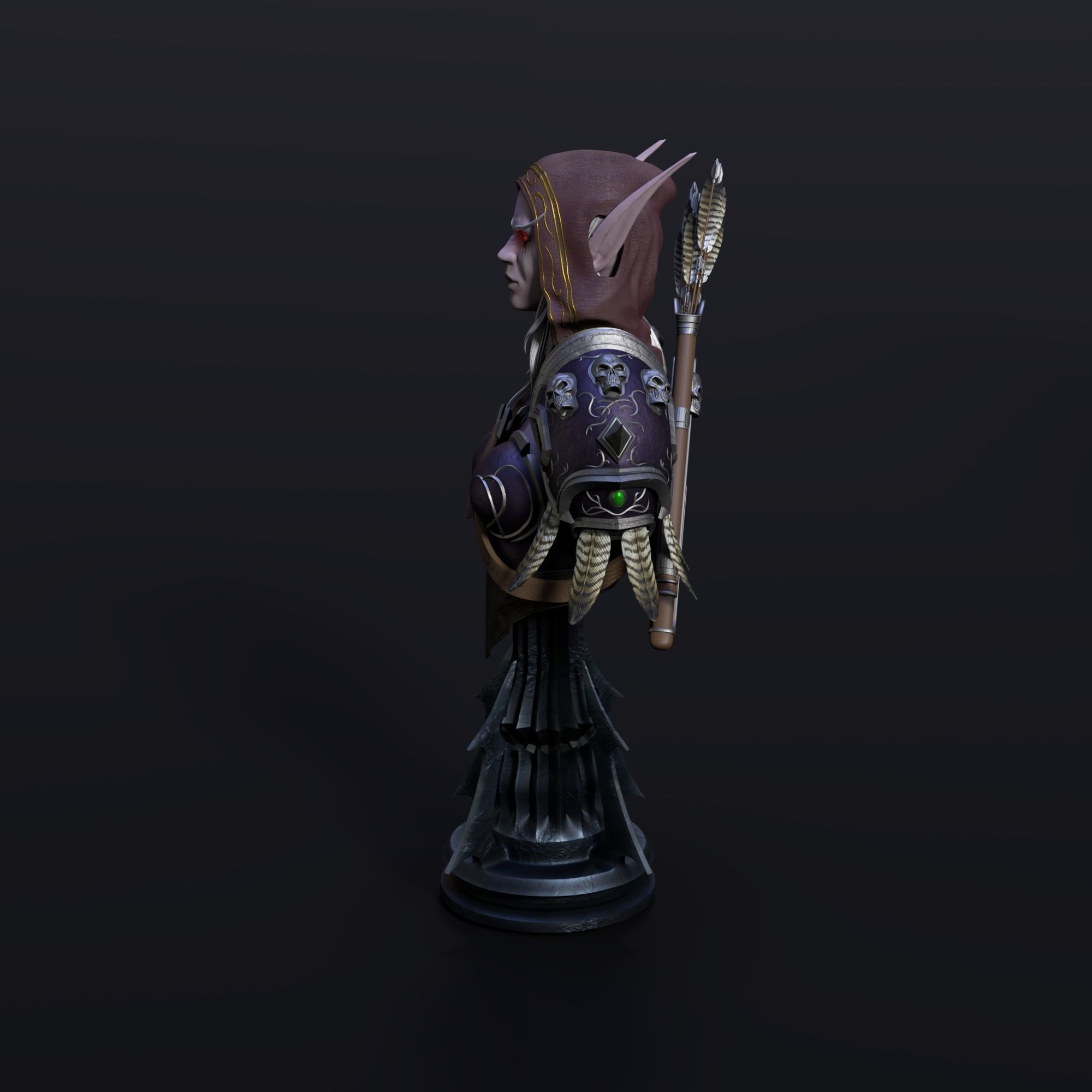 Sylvanas Windrunner Bust Torso 3D print model_9