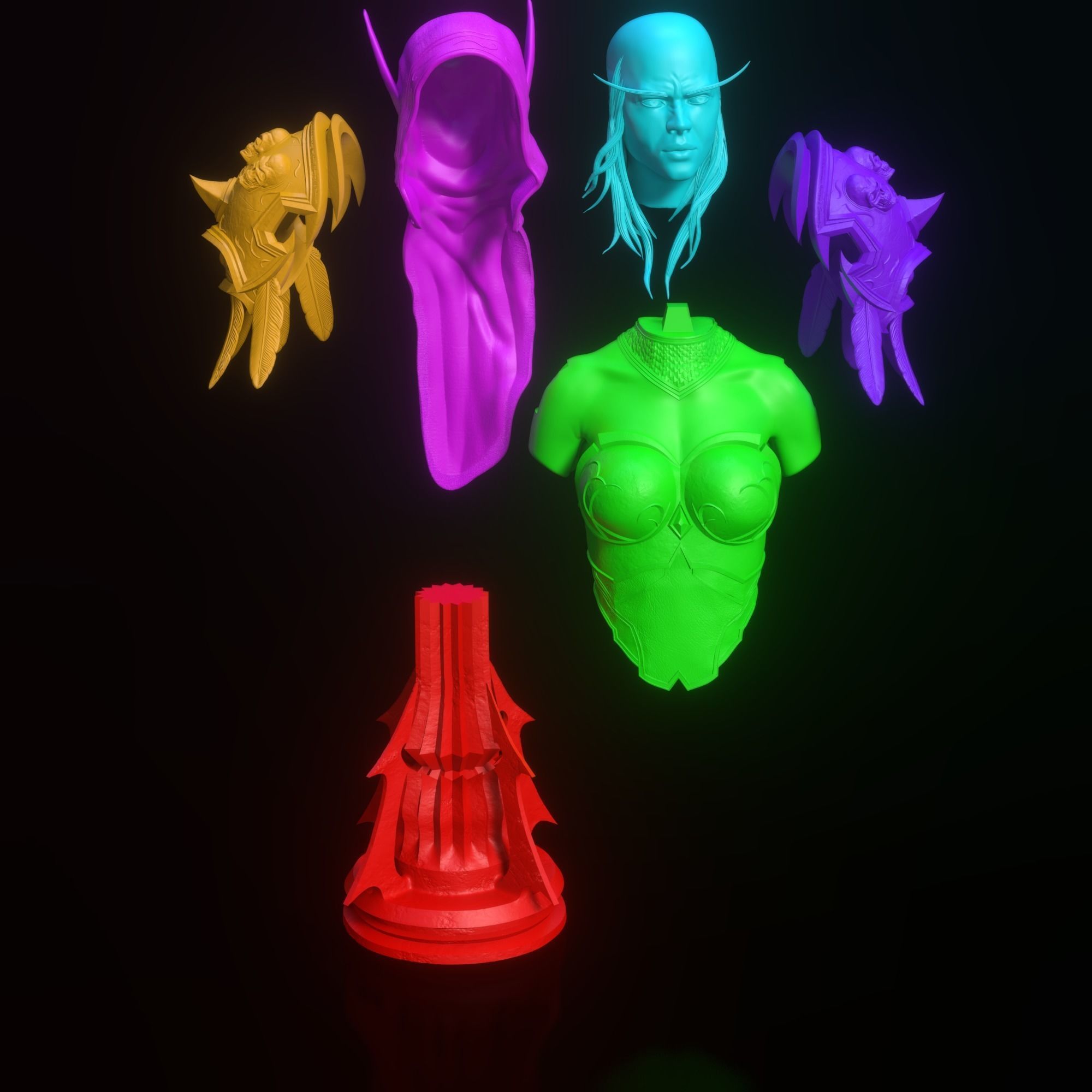 Sylvanas Windrunner Bust Torso 3D print model_15