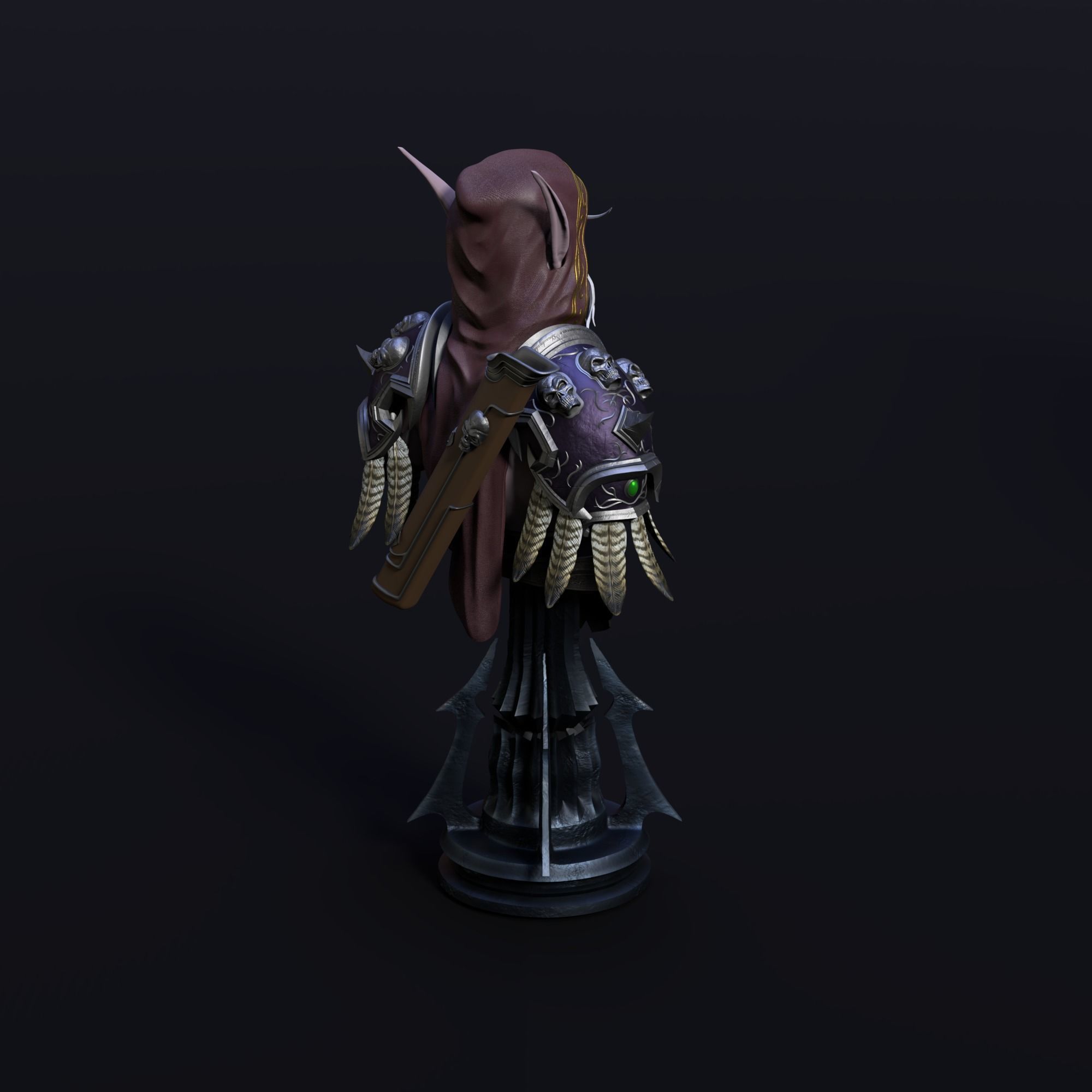 Sylvanas Windrunner Bust Torso 3D print model_6