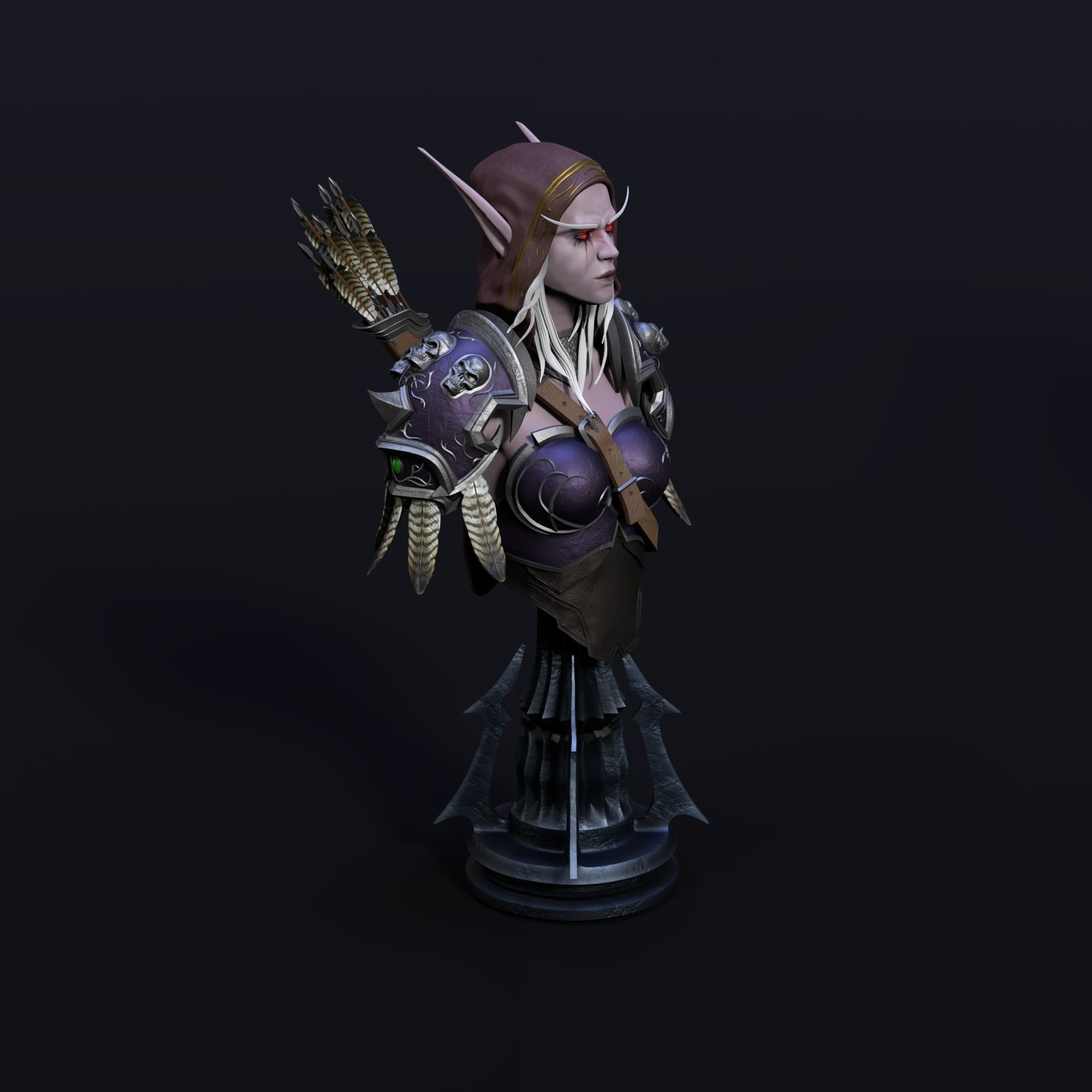 Sylvanas Windrunner Bust Torso 3D print model_4